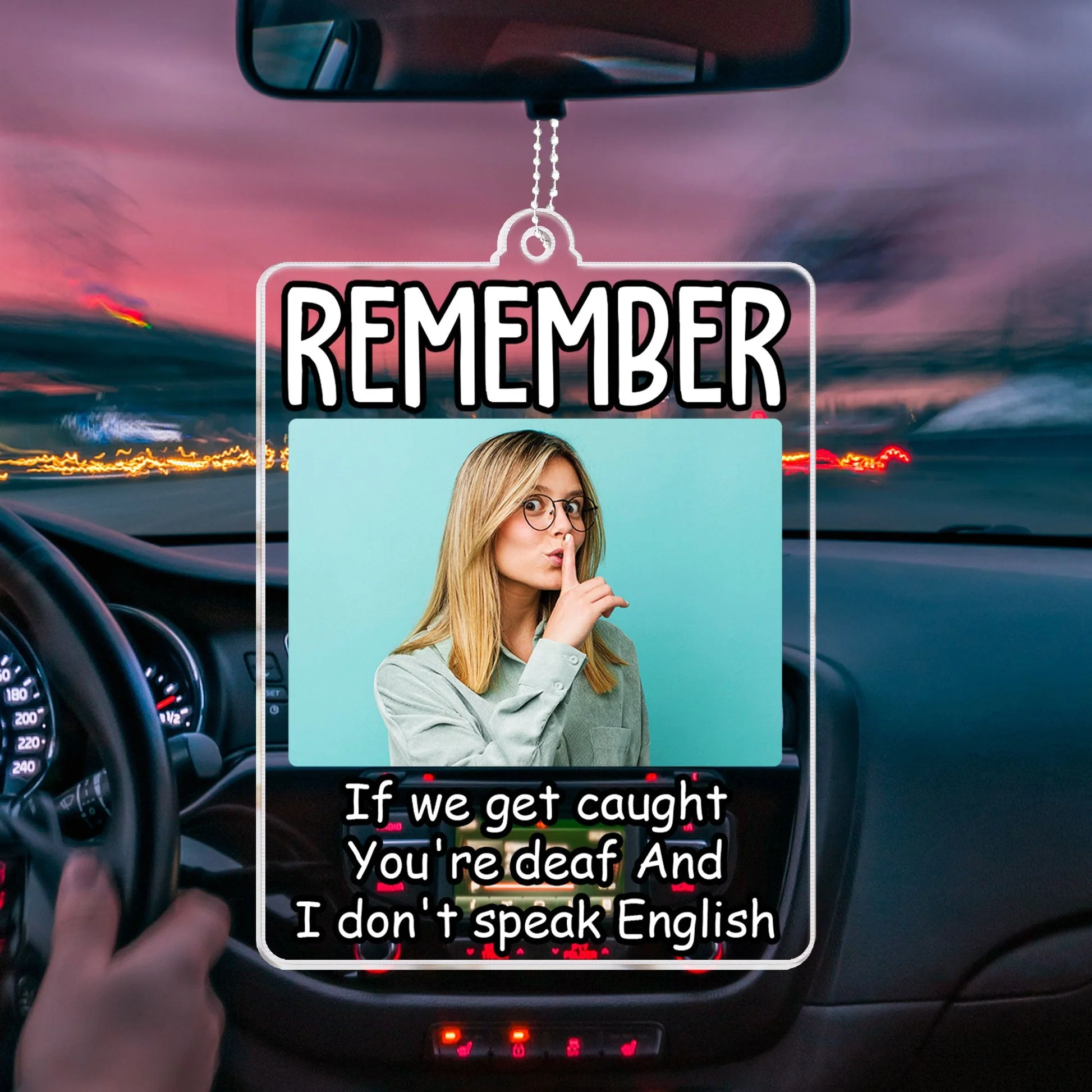 Custom Photo Remember If We Get Caught You're Deaf  - Personalized Car Ornament - Gift For Couple, Husband Wife NH96 - Image 4