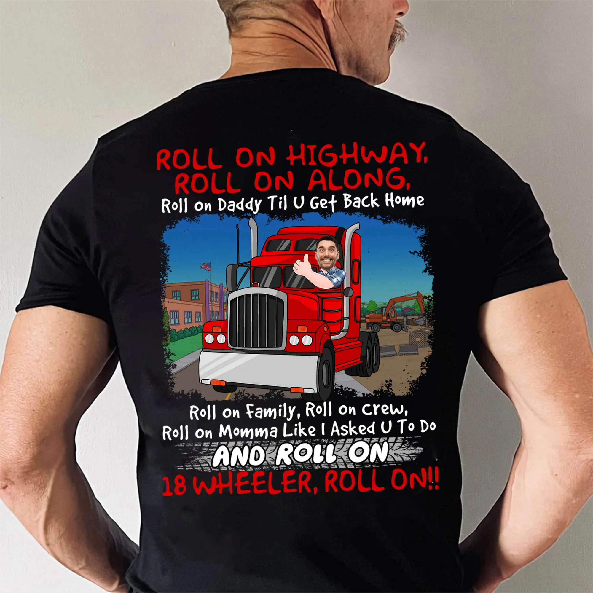 Custom Photo Roll On Highway Roll On Along - Gift For Dad, Granda - Personalized Shirt 2 Side - NA94 - Image 3
