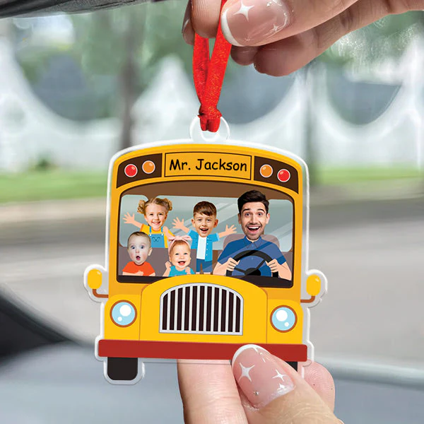 Custom Photo School Bus Driver We're Having A Funny Trip - Personalized Car Hanging Ornament - NA94 - Image 2