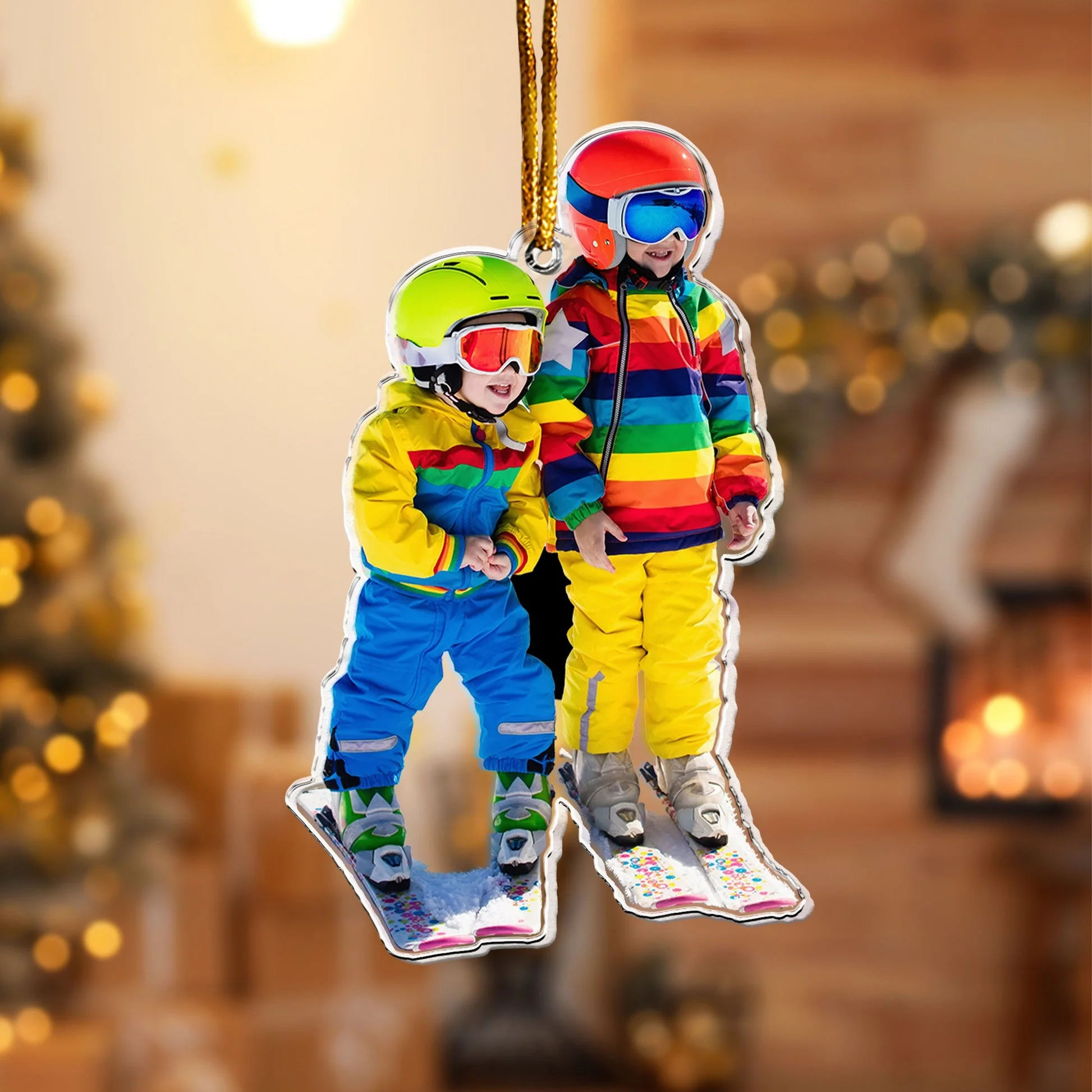 Custom Photo Skiing Gifts For Snow Skiers Family Friends - Personalized Acrylic Photo Ornament - Image 3