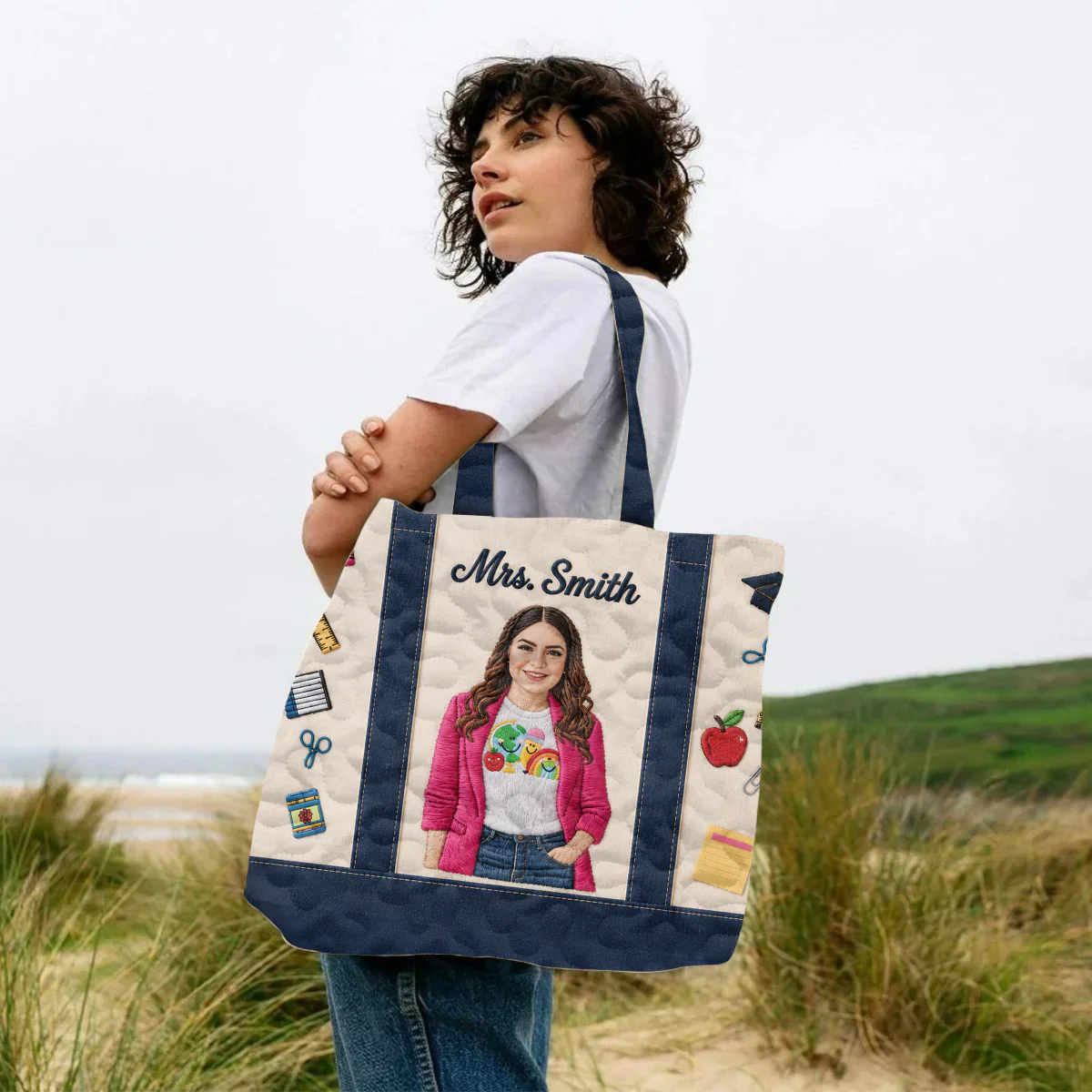 Custom Photo Teacher Appreciation - Personalized Embroidery Tote Bag - Gift For Teacher - Image 2