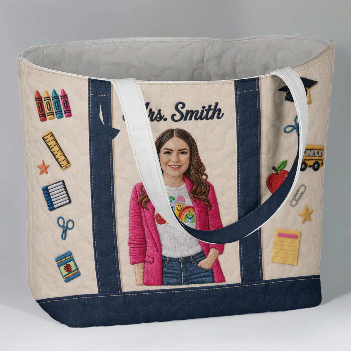 Custom Photo Teacher Appreciation - Personalized Embroidery Tote Bag - Gift For Teacher - Image 6