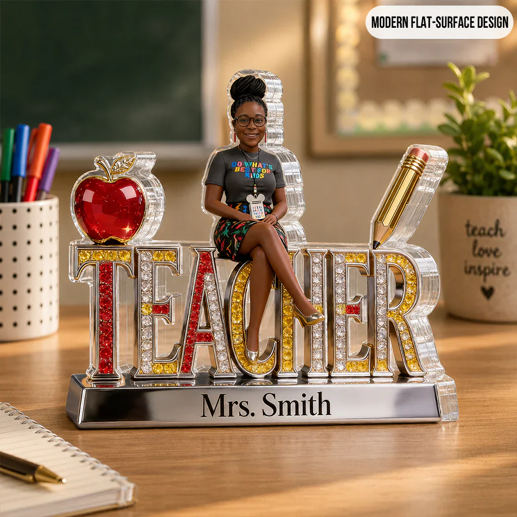 Custom Photo Teacher Desk Name - Personalized Shaped Acrylic Plaque - Gift For Teacher - Image 2