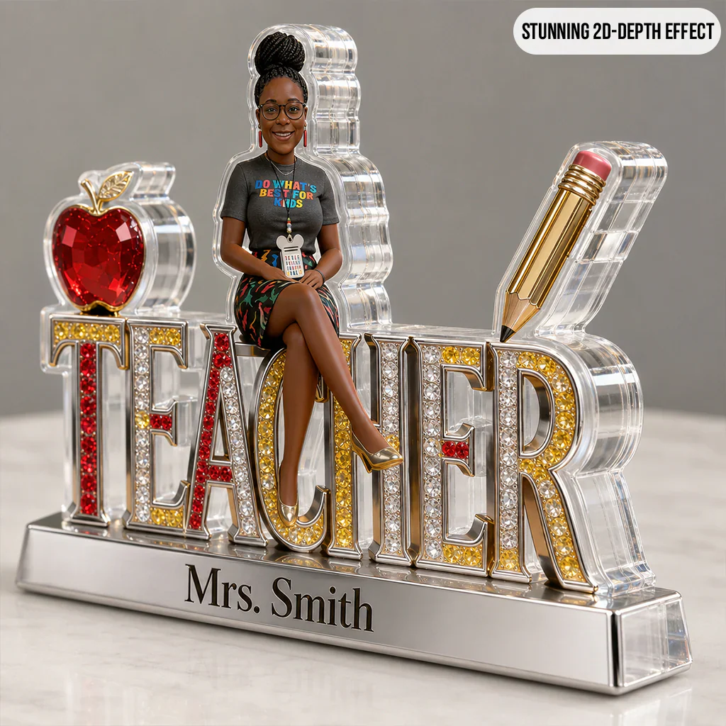 Custom Photo Teacher Desk Name - Personalized Shaped Acrylic Plaque - Gift For Teacher - Image 3