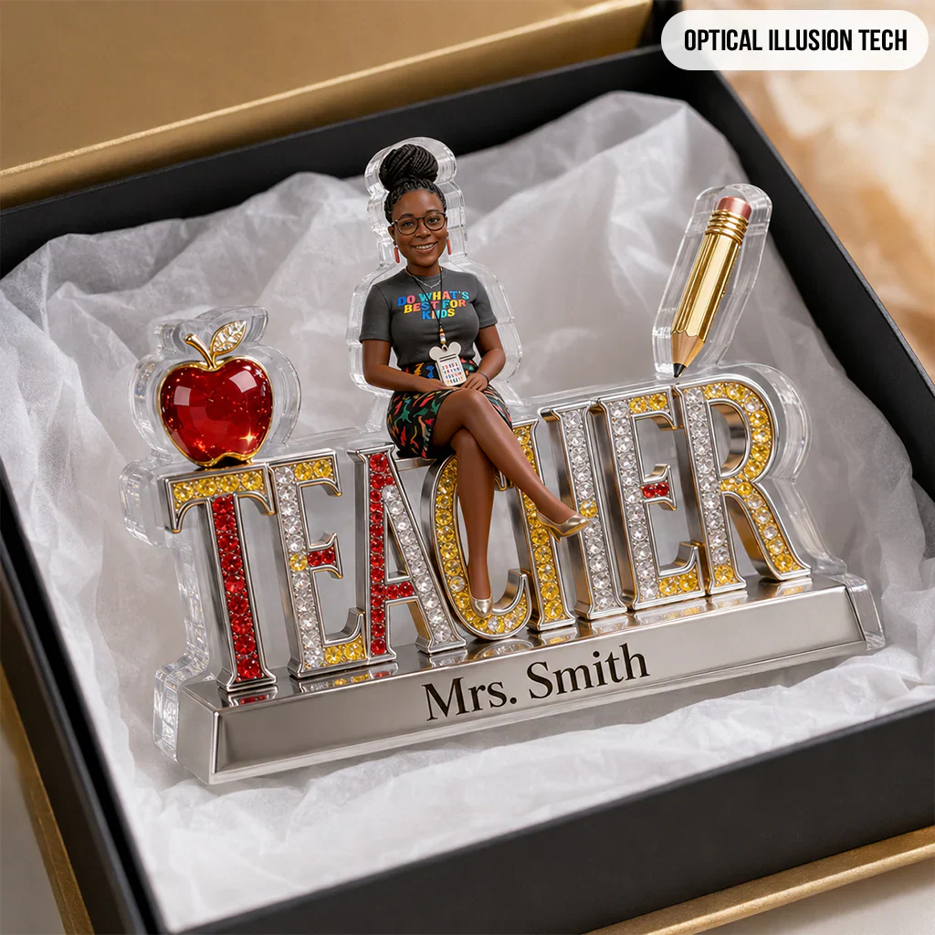 Custom Photo Teacher Desk Name - Personalized Shaped Acrylic Plaque - Gift For Teacher - Image 4