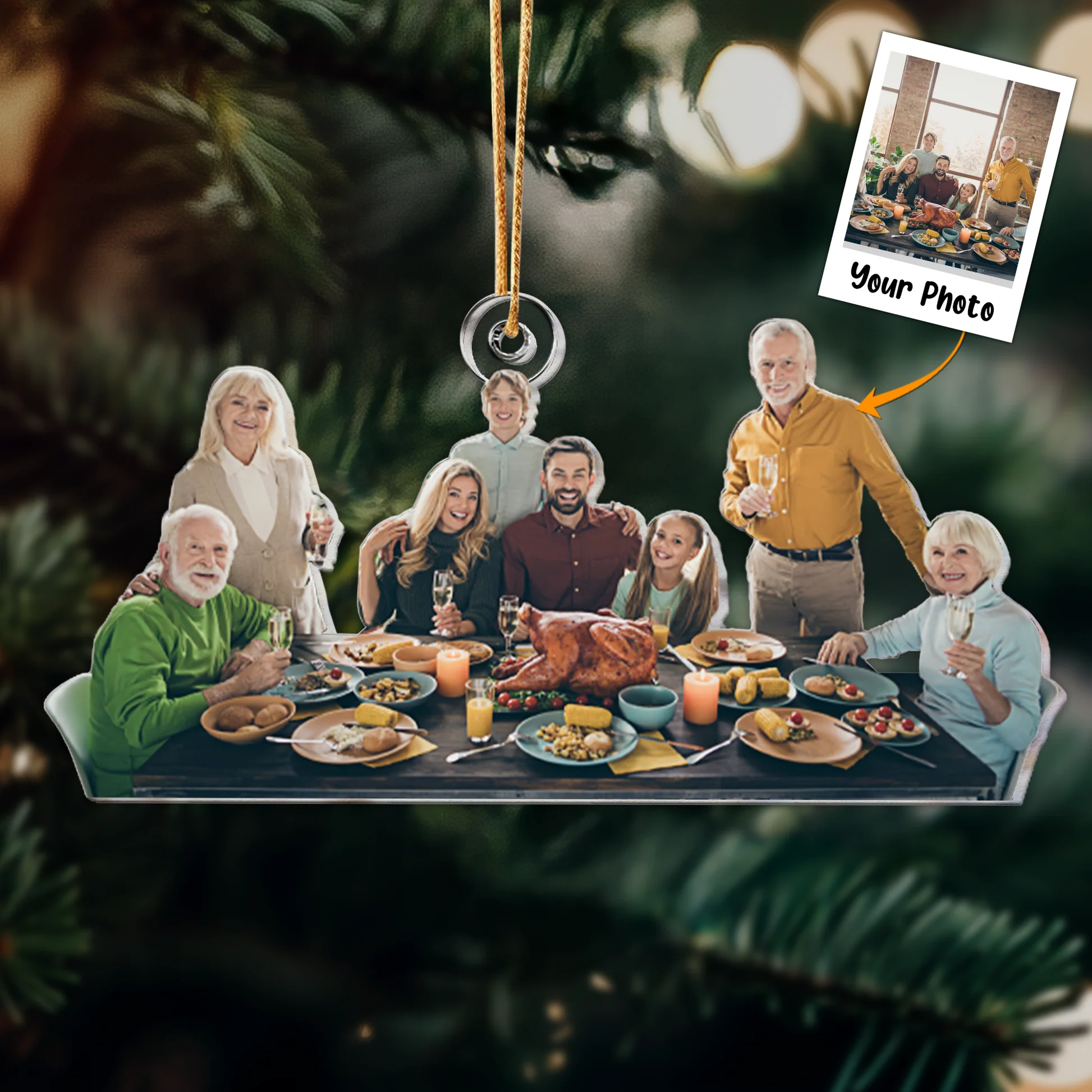 Custom Photo Thanksgiving Day Gift For Family Grandparents - Personalized Acrylic Photo Ornament - Image 2