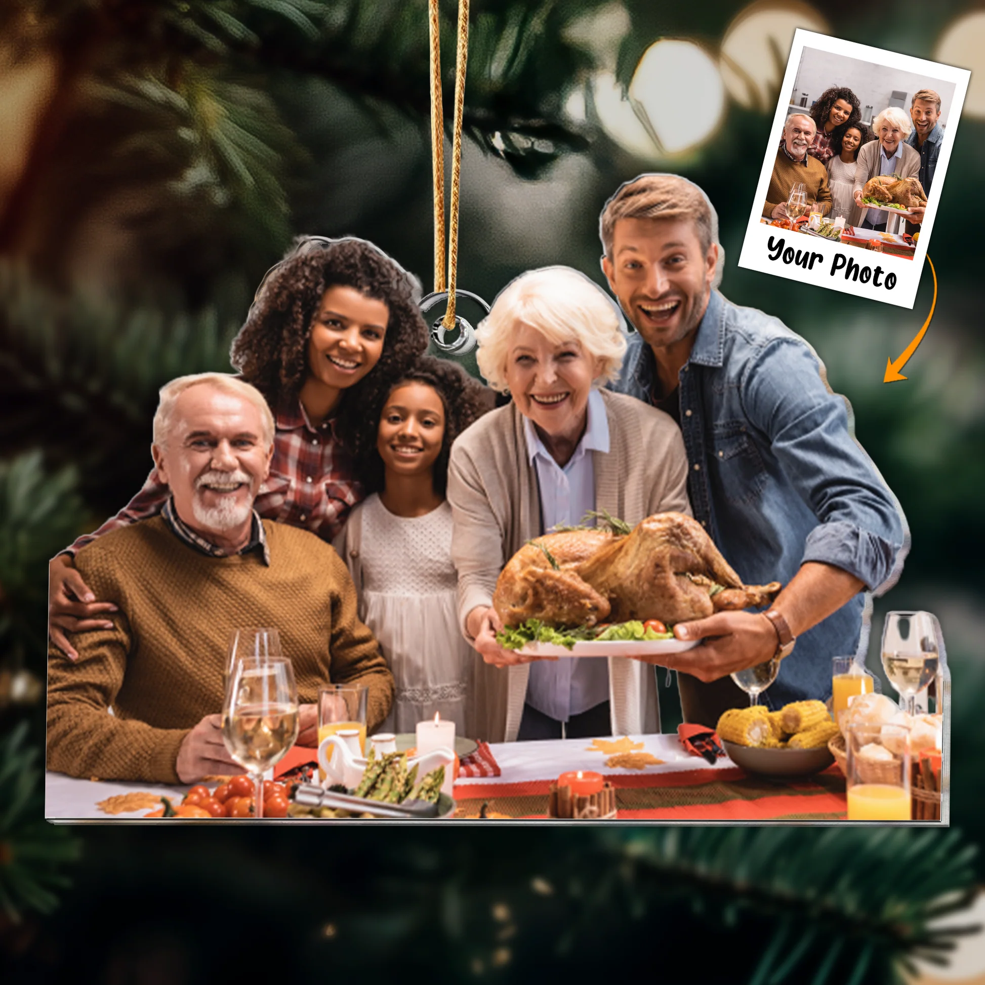 Custom Photo Thanksgiving Day Gift For Family Grandparents - Personalized Acrylic Photo Ornament - Image 4