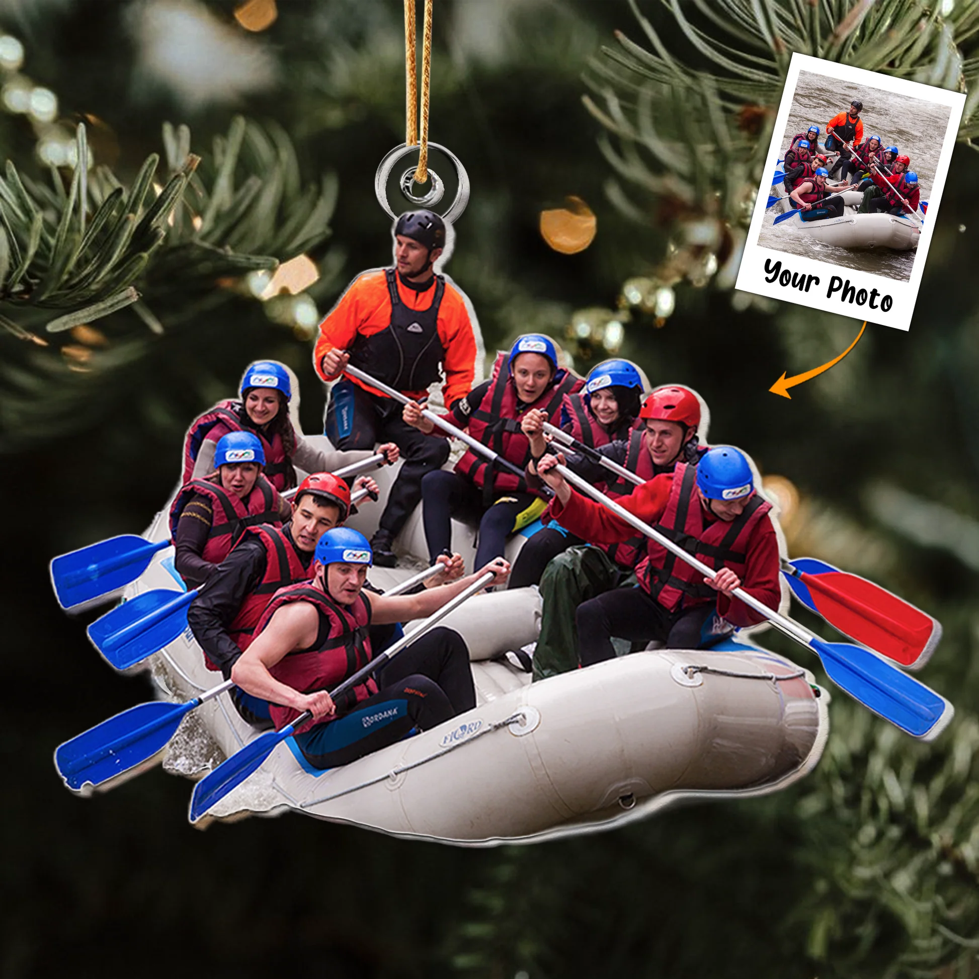 Custom Photo The Best Team To Go Rafting With - Personalized Acrylic Photo Ornament - Image 2