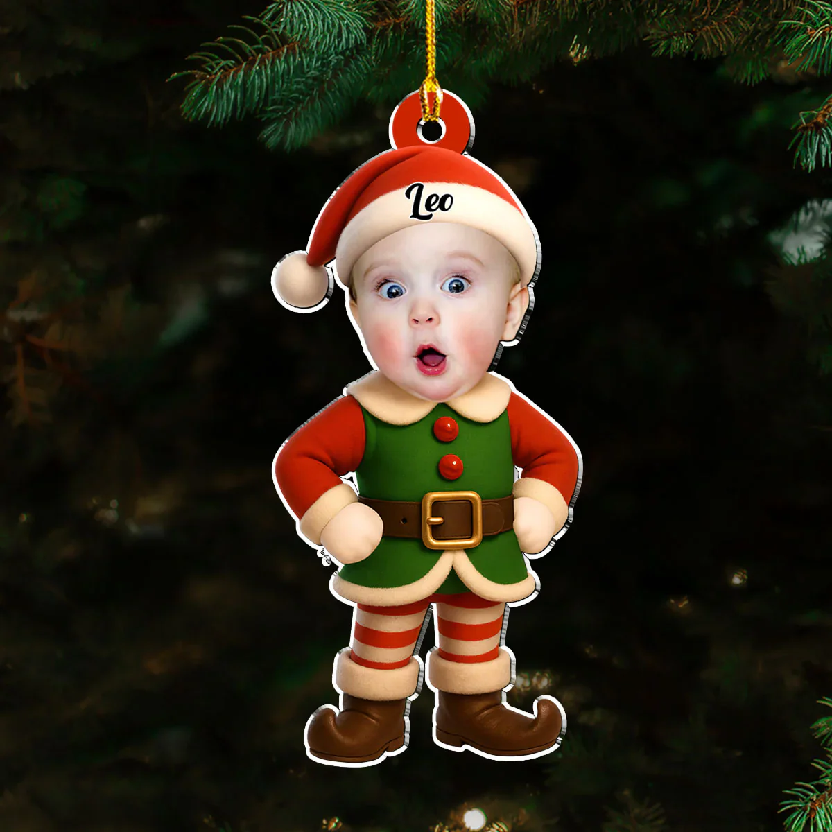 Custom Photo The Elf Family 2025 - Personalized Acrylic Ornament - Christmas Gift For Family Members NA94 - Image 3