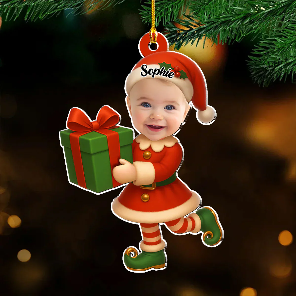 Custom Photo The Elf Family 2025 - Personalized Acrylic Ornament - Christmas Gift For Family Members NA94 - Image 4