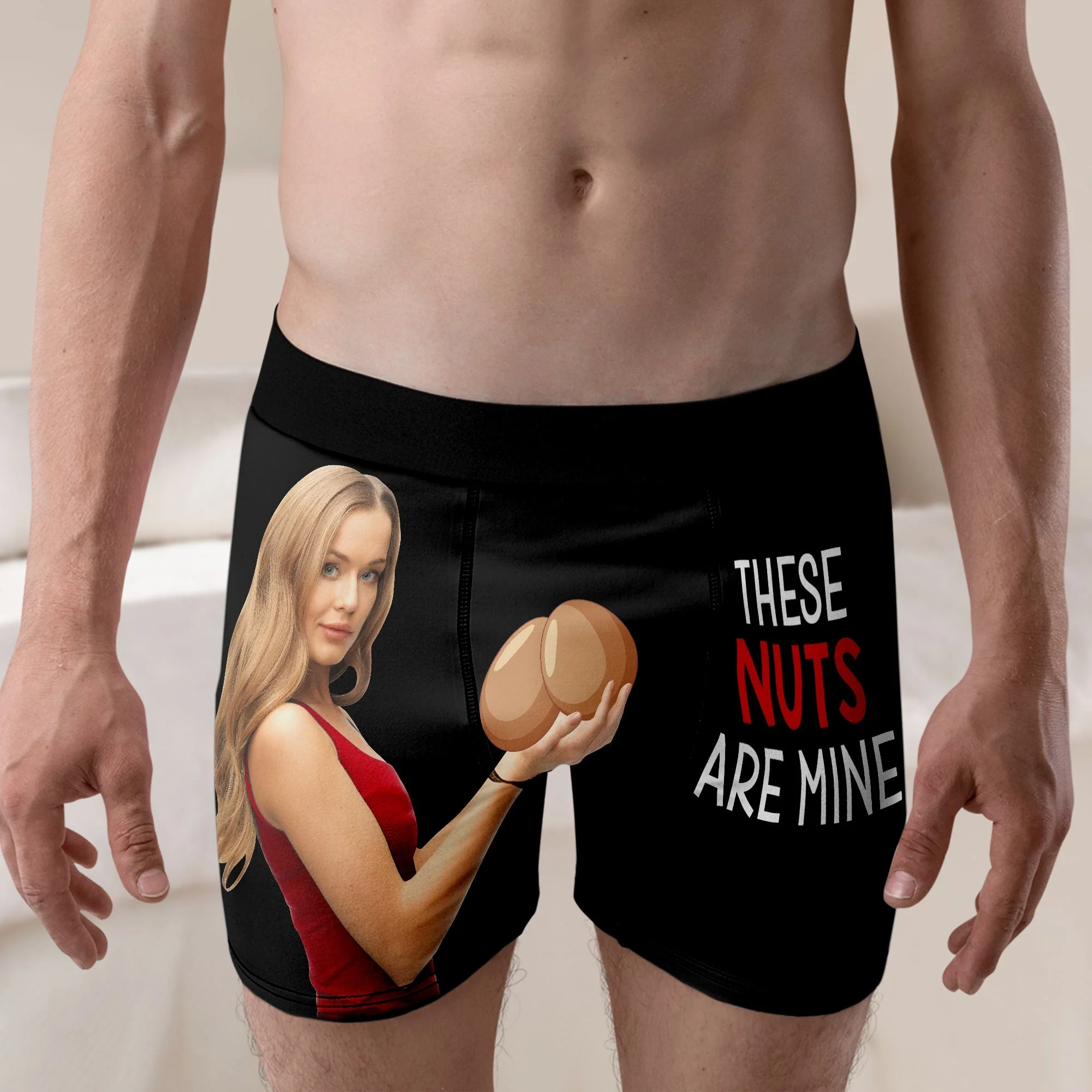 Custom Photo These Nuts Are Mine - Gift For Boyfriend, Husband, Anniversary - Funny Personalized Custom Boxer Briefs, Men's Boxers - Image 2