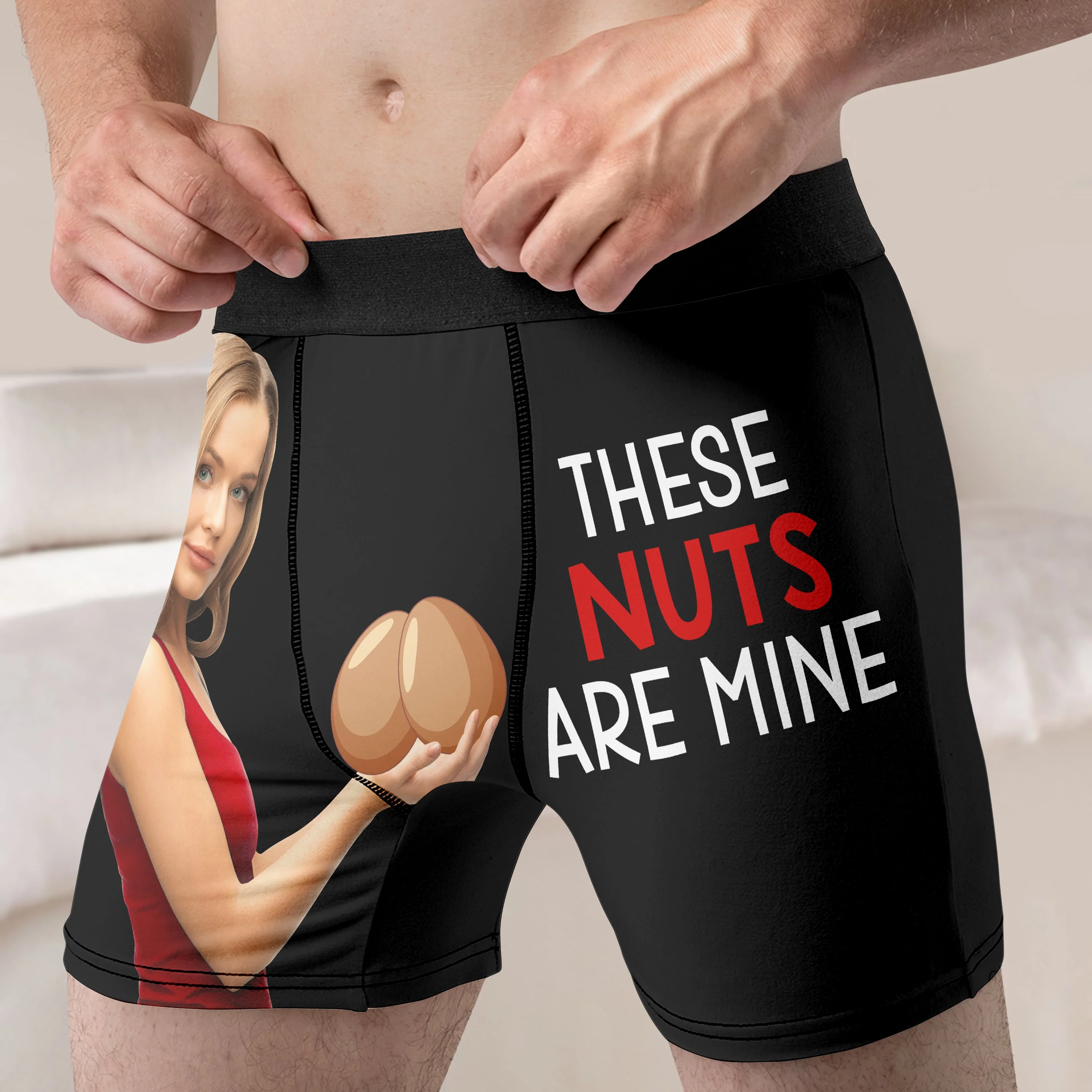 Custom Photo These Nuts Are Mine - Gift For Boyfriend, Husband, Anniversary - Funny Personalized Custom Boxer Briefs, Men's Boxers - Image 5