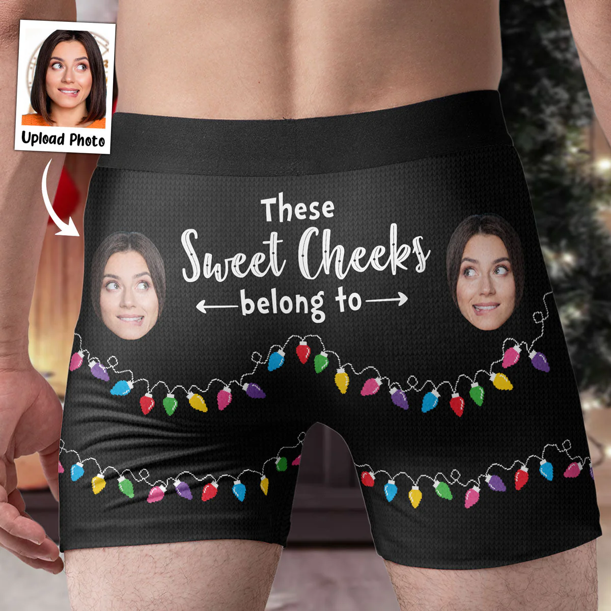 Custom Photo These Sweet Cheeks Belong To - Gift For Boyfriend, Husband, Anniversary - Funny Personalized Custom Boxer Briefs, Men's Boxers - Image 3
