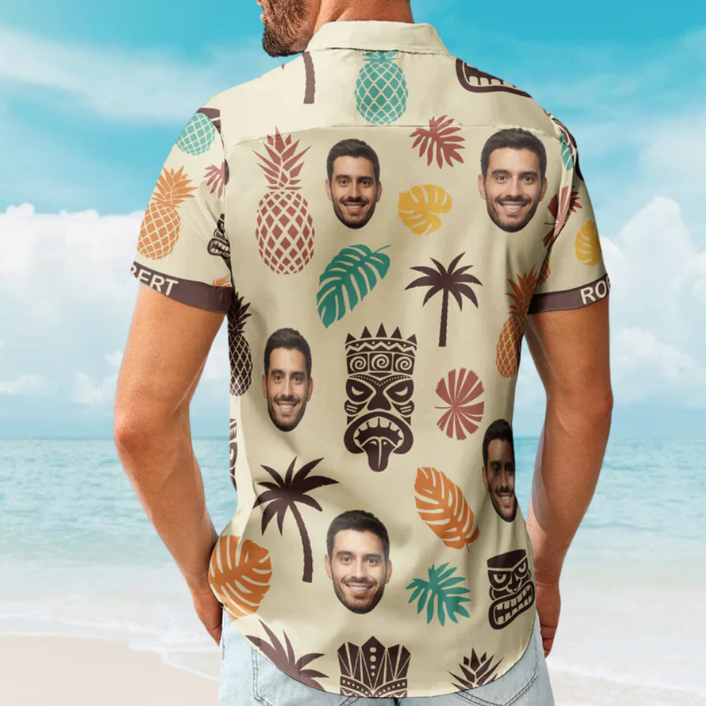 Custom Photo Tiki Pineapple Vintage Summer - Personalized Hawaiian Shirt - Image 2
