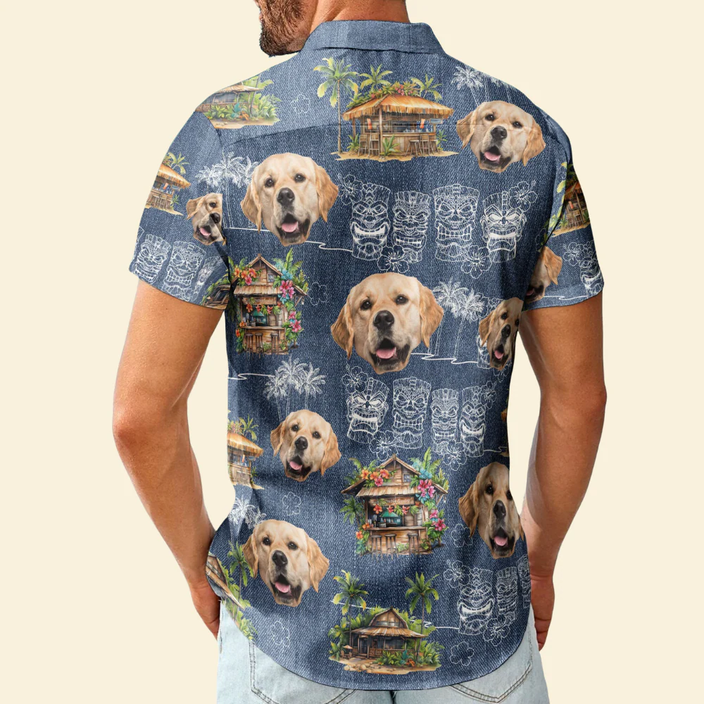 Custom Photo Tiki Summer Wooden Masks Pattern - Personalized Hawaiian Shirt - Image 2