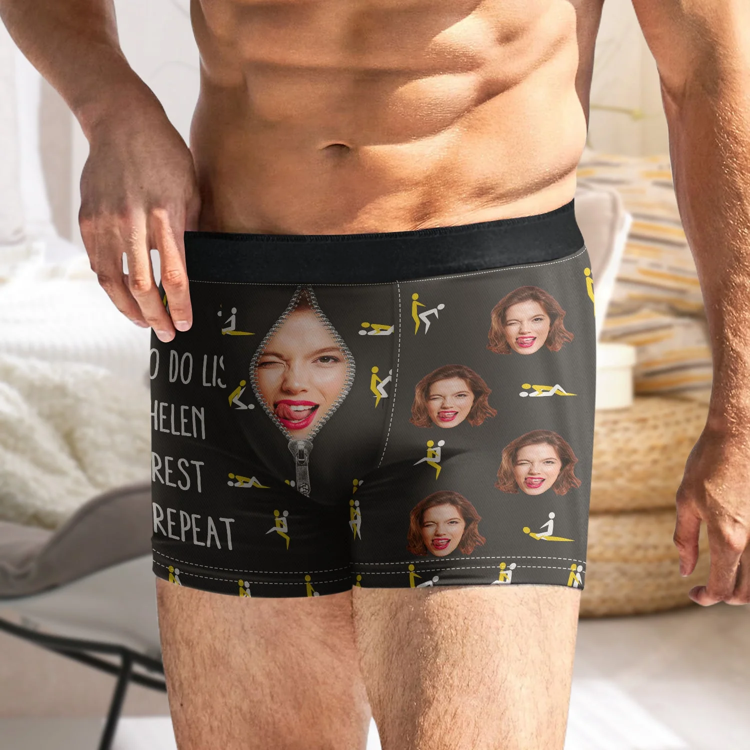 Custom Photo To Do List Wife Rest Repeat - Gift For Boyfriend, Husband, Anniversary - Funny Personalized Custom Boxer Briefs, Men's Boxers NH96 - Image 2