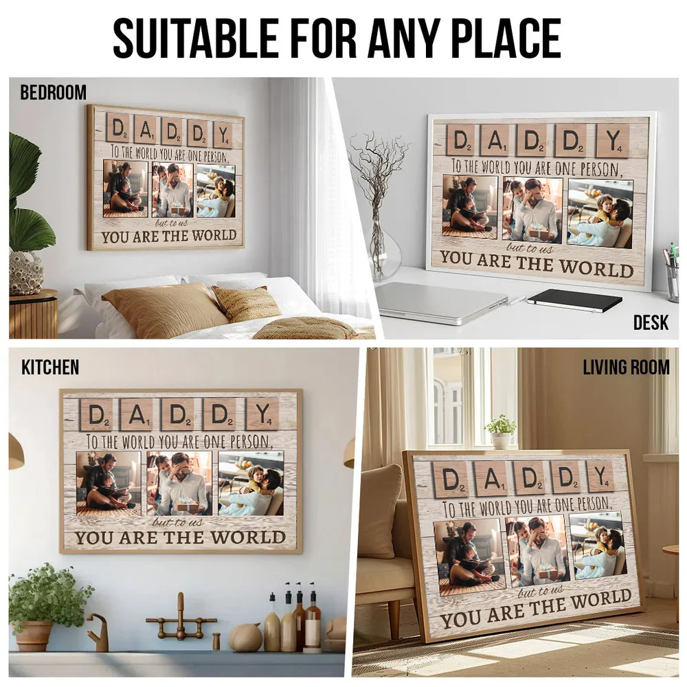 Custom Photo To Us You Are The World - Personalized Poster Canvas - Gifts For Dad - Image 4