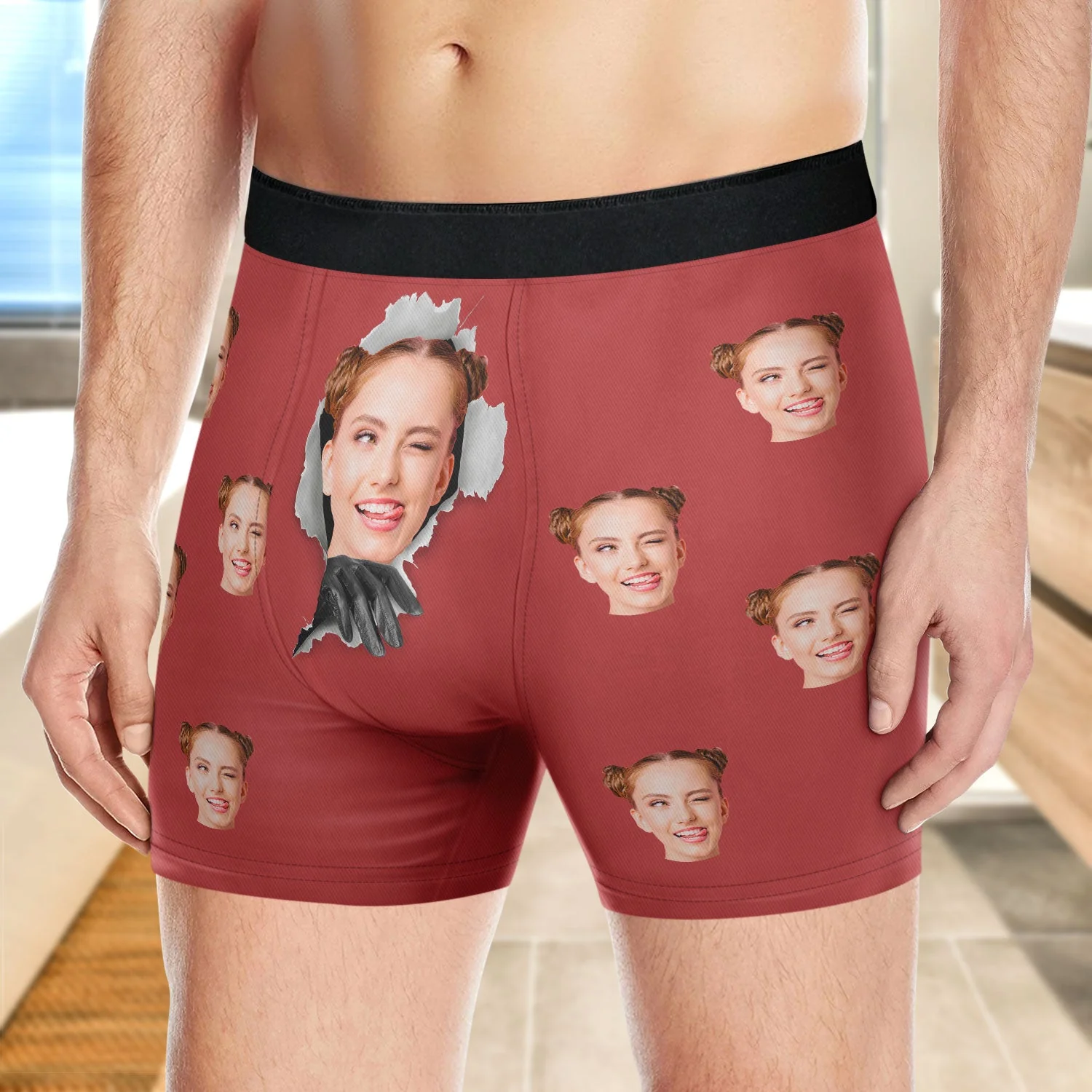 Custom Photo Torn Paper - Gift For Boyfriend, Husband, Anniversary - Funny Personalized Custom Boxer Briefs, Men's Boxers NH96