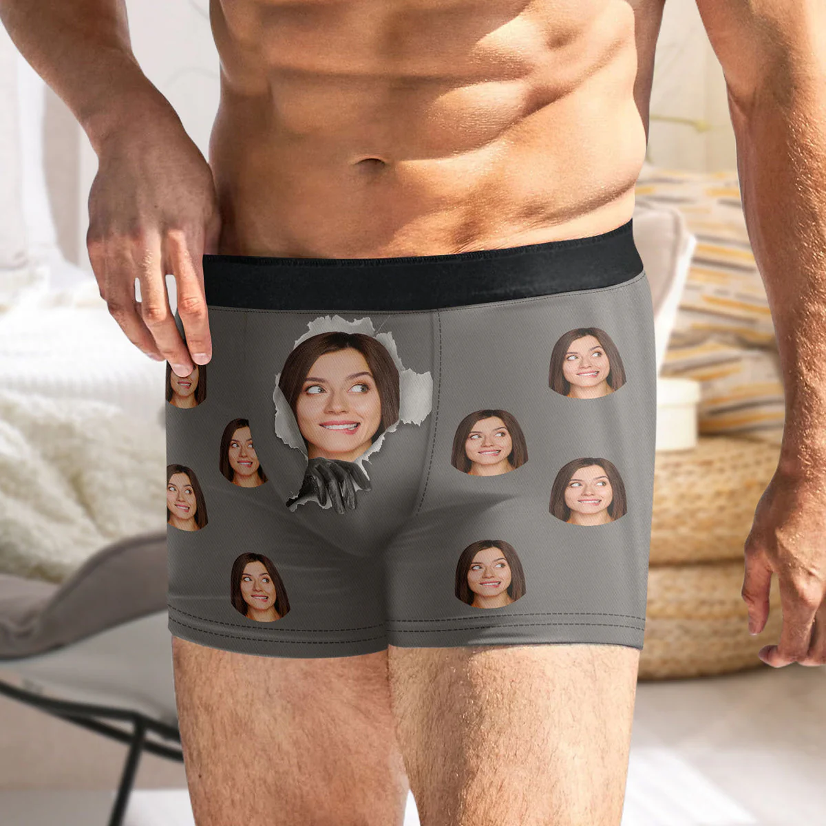 Custom Photo Torn Paper - Gift For Boyfriend, Husband, Anniversary - Funny Personalized Custom Boxer Briefs, Men's Boxers NH96 - Image 3