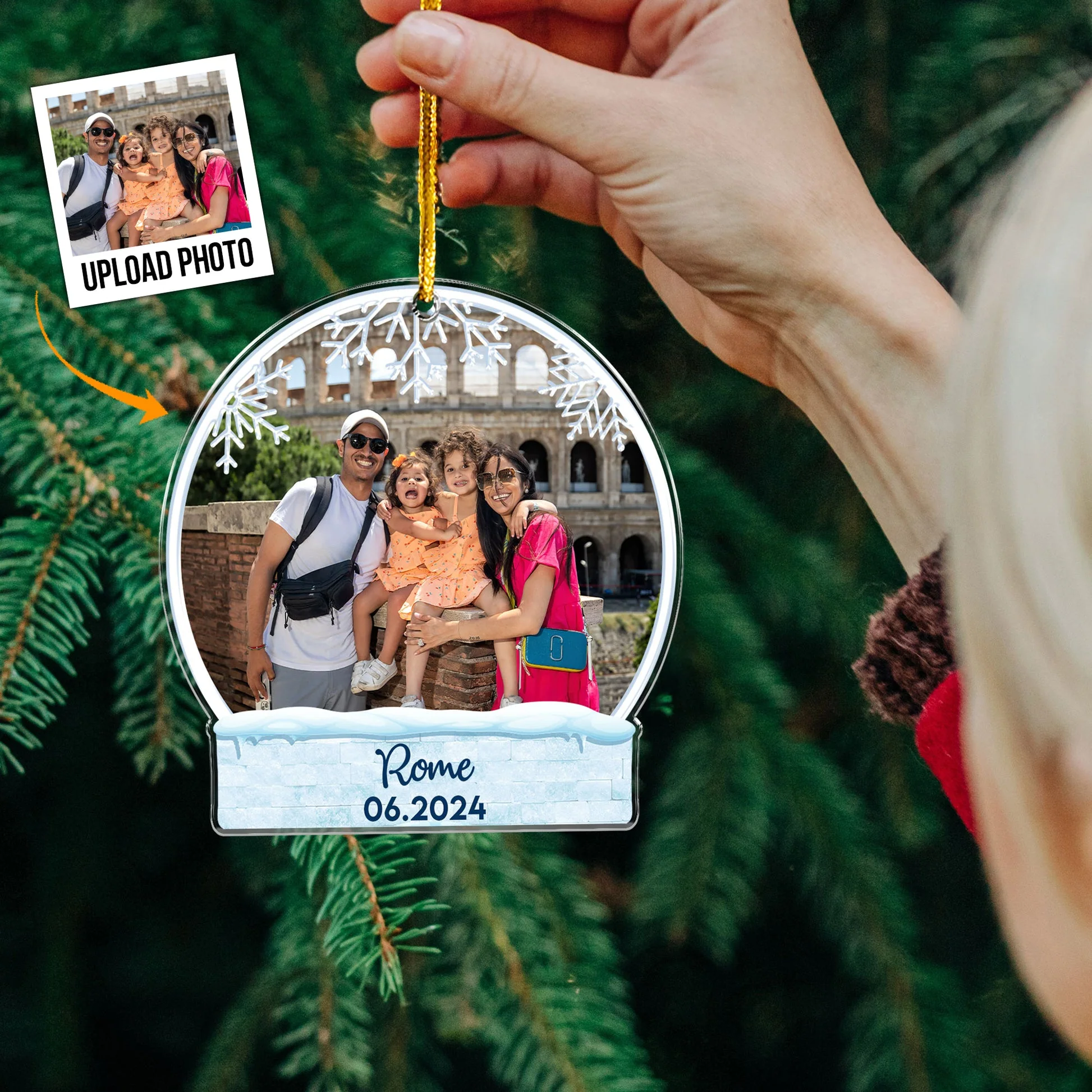 Custom Photo Travel Memories - Gift For Family - Personalized Acrylic Photo Ornament - Image 2