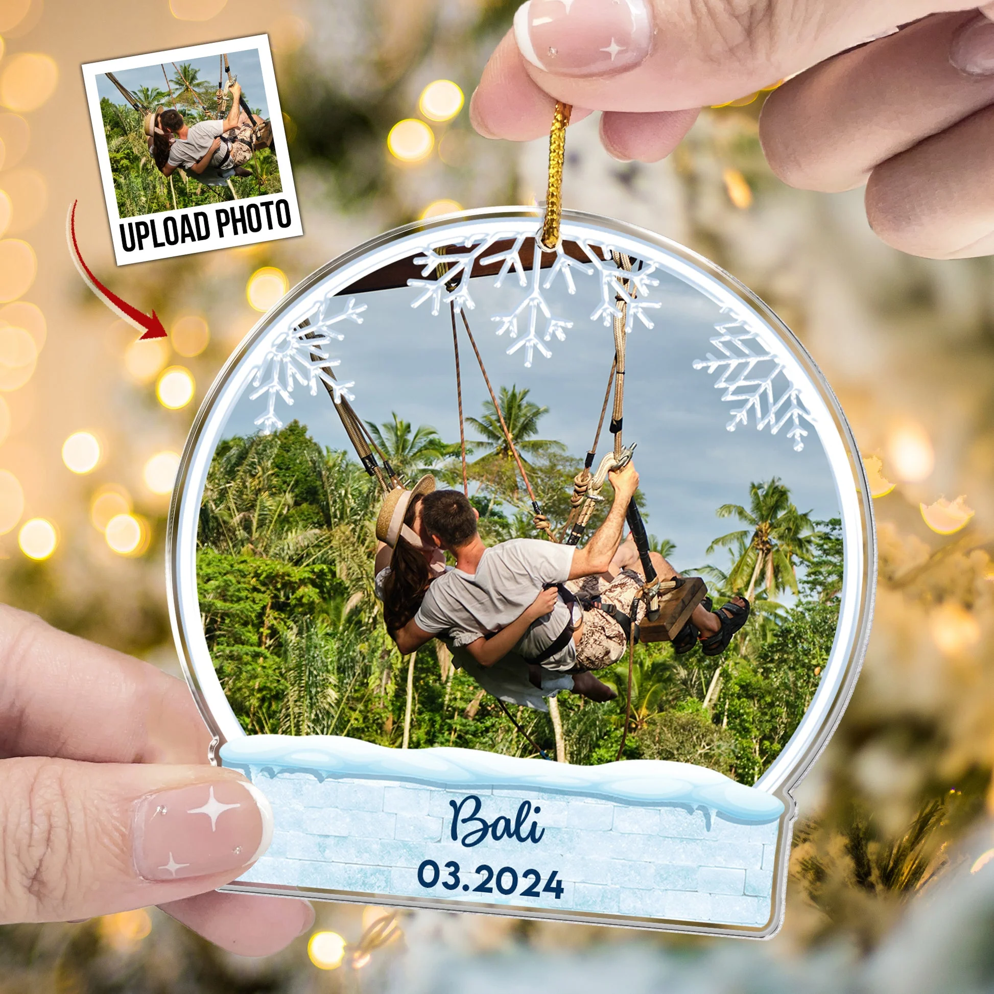 Custom Photo Travel Memories - Gift For Family - Personalized Acrylic Photo Ornament - Image 3