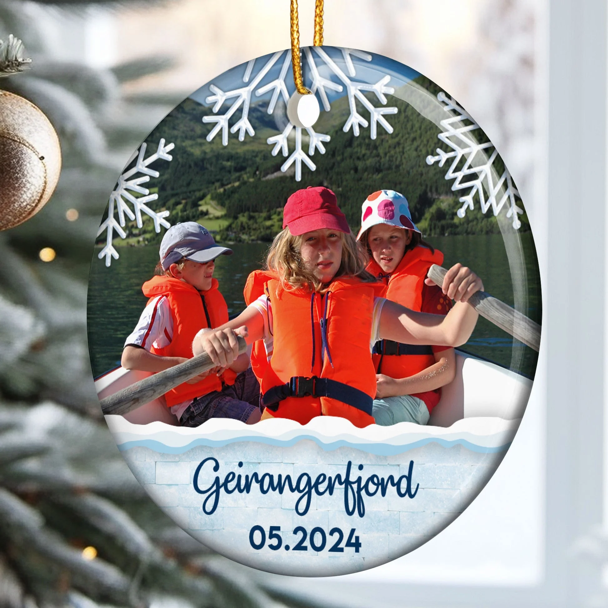 Custom Photo Travel Memories - Gift For Family - Personalized Ceramic Ornament - Image 2