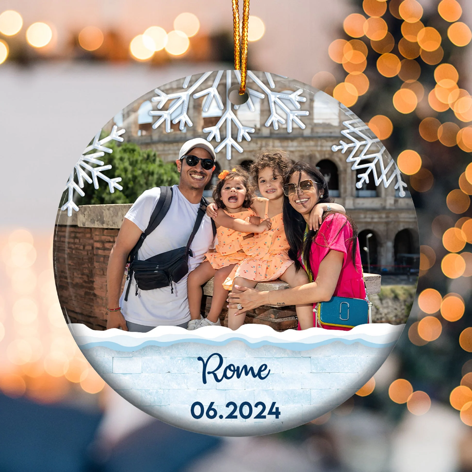 Custom Photo Travel Memories - Gift For Family - Personalized Ceramic Ornament - Image 3