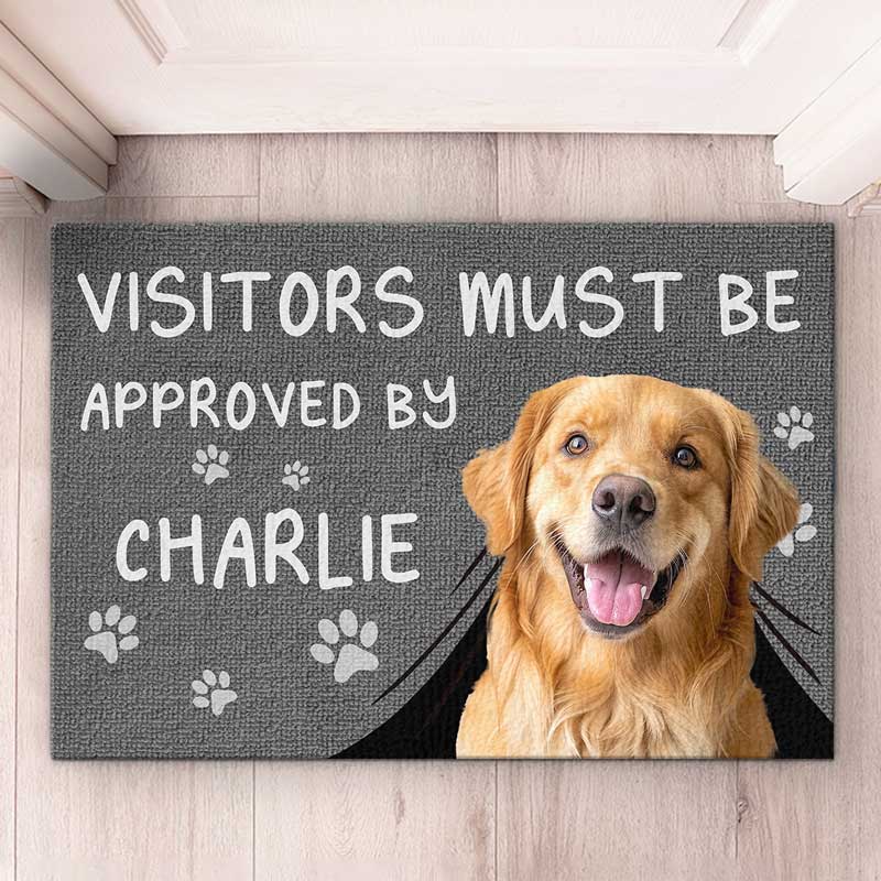 Custom Photo Visitors Must Be Approved By This Baby - Personalized Doormat - House Warming Gift For Pet Owners, Pet Lovers, Dog Mom, Cat Mom | Custom Photo NH96