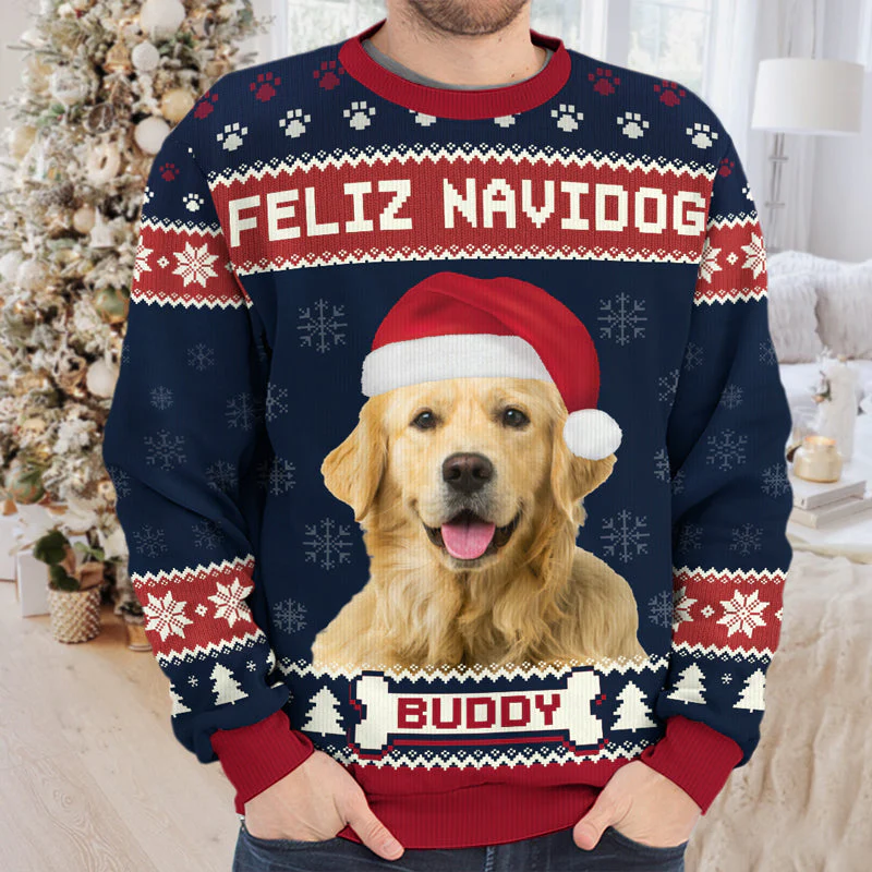 Custom Photo We Wish You A Merry Woofmas - Personalized Ugly Sweater - Gift For Dog Lover, Dog Mom, Dog Dad - NH96 - Image 3