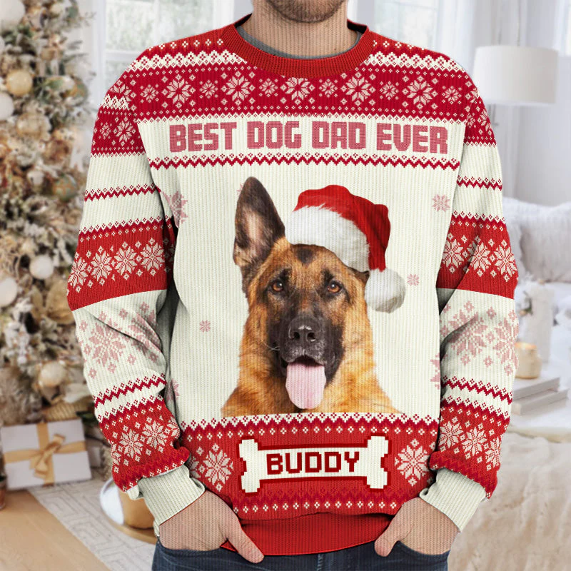 Custom Photo World's Best Dog Mom - Personalized Ugly Sweater - Gift For Dog Lover, Dog Mom, Dog Dad - NH96 - Image 2