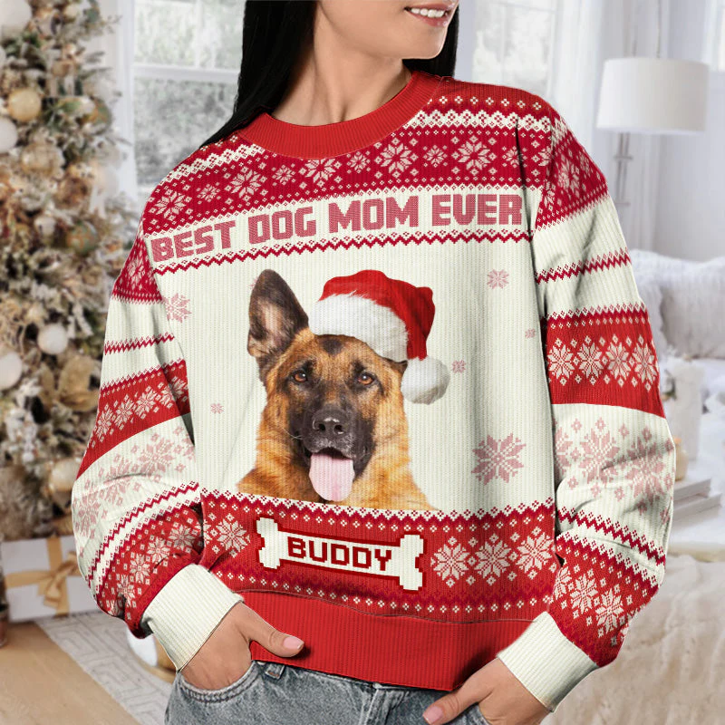 Custom Photo World's Best Dog Mom - Personalized Ugly Sweater - Gift For Dog Lover, Dog Mom, Dog Dad - NH96 - Image 3