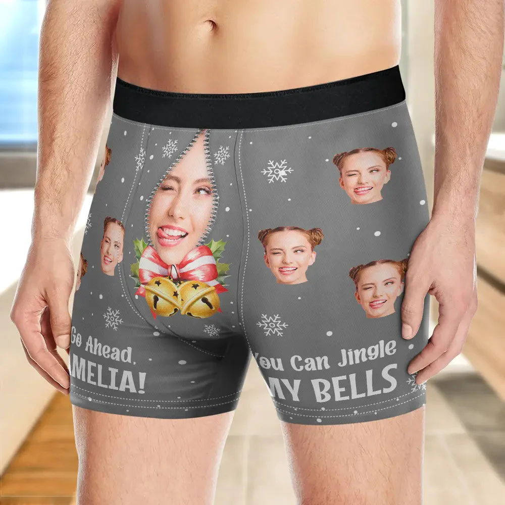 Custom Photo You Can Jingle My Bell - Gift For Boyfriend, Husband, Anniversary - Funny Personalized Custom Boxer Briefs, Men's Boxers - Image 3