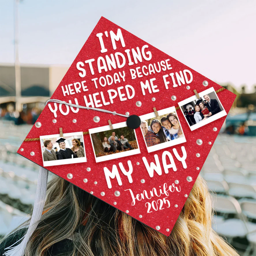 Custom Photo You Helped Me Find My Way  - Personalized Graduation Cap Topper | NA94 - Image 2