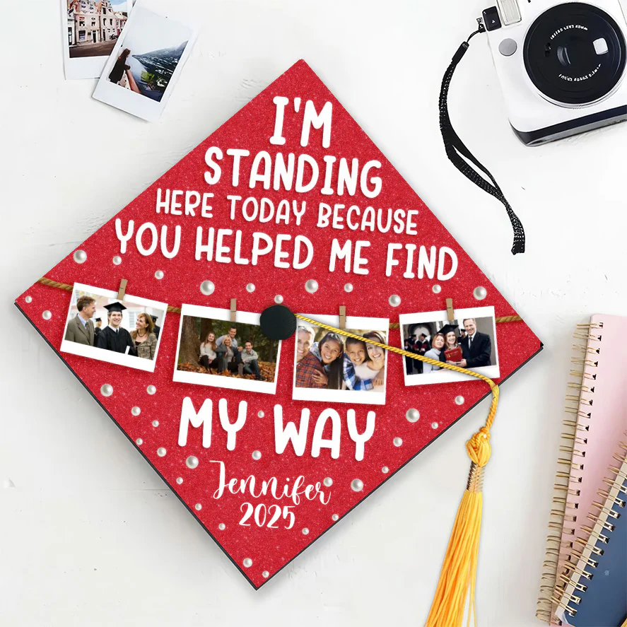 Custom Photo You Helped Me Find My Way  - Personalized Graduation Cap Topper | NA94 - Image 4