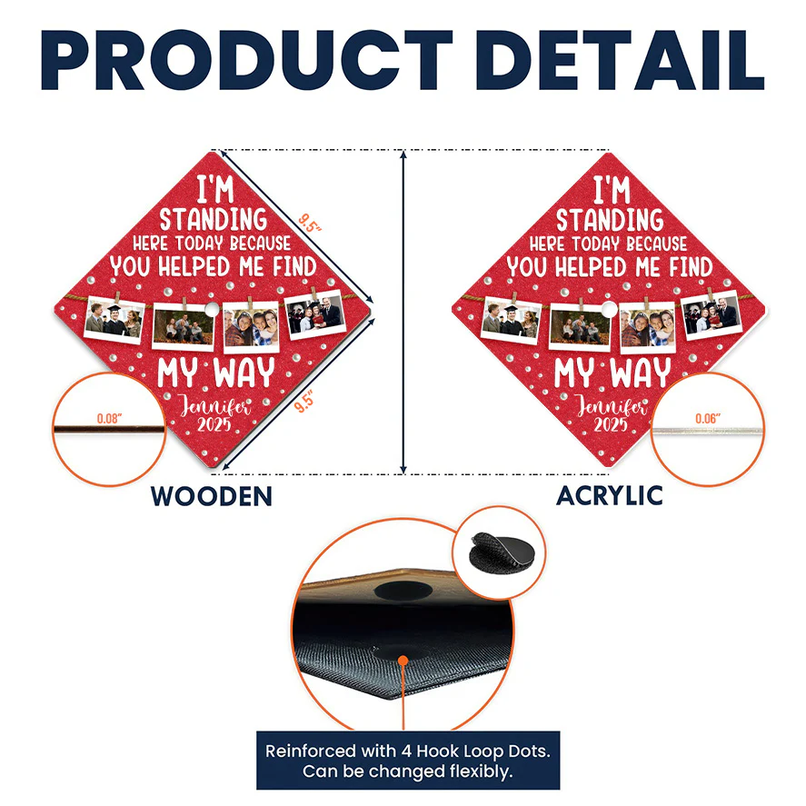 Custom Photo You Helped Me Find My Way  - Personalized Graduation Cap Topper | NA94 - Image 5