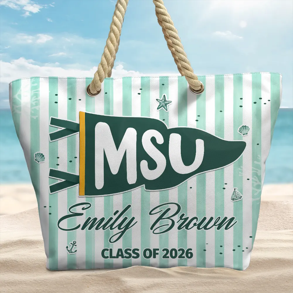 Custom School Pennant Flag Graduation - Personalized Beach Bag - Gift For Students, Graduates - Image 2