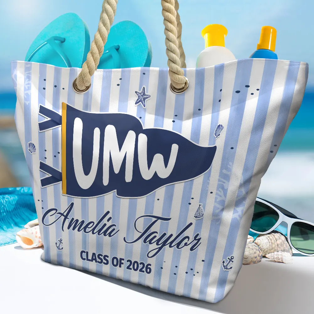 Custom School Pennant Flag Graduation - Personalized Beach Bag - Gift For Students, Graduates - Image 4