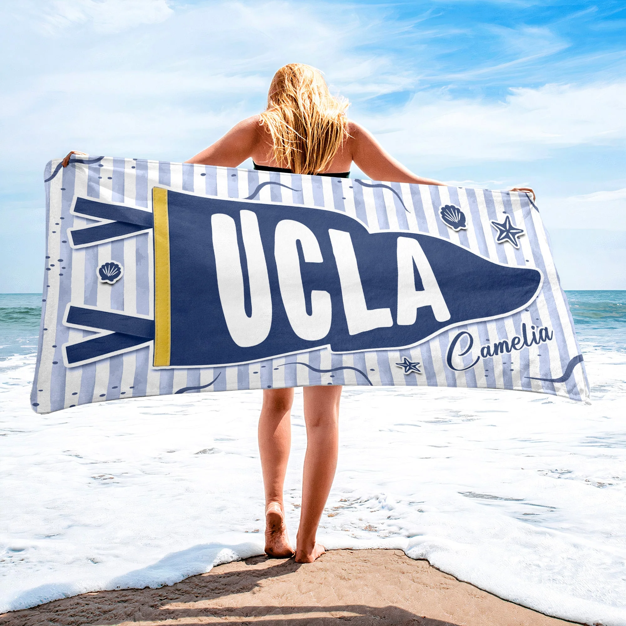Custom School Pennant Flag Graduation - Personalized Beach Towel - Gift For Students, Graduates - Image 2