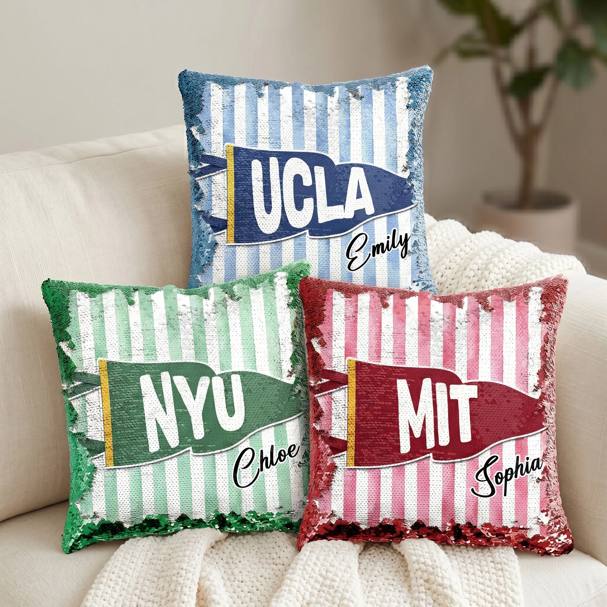 Custom School Pennant Flag Graduation - Personalized Pillow - Gift For Students, Graduates