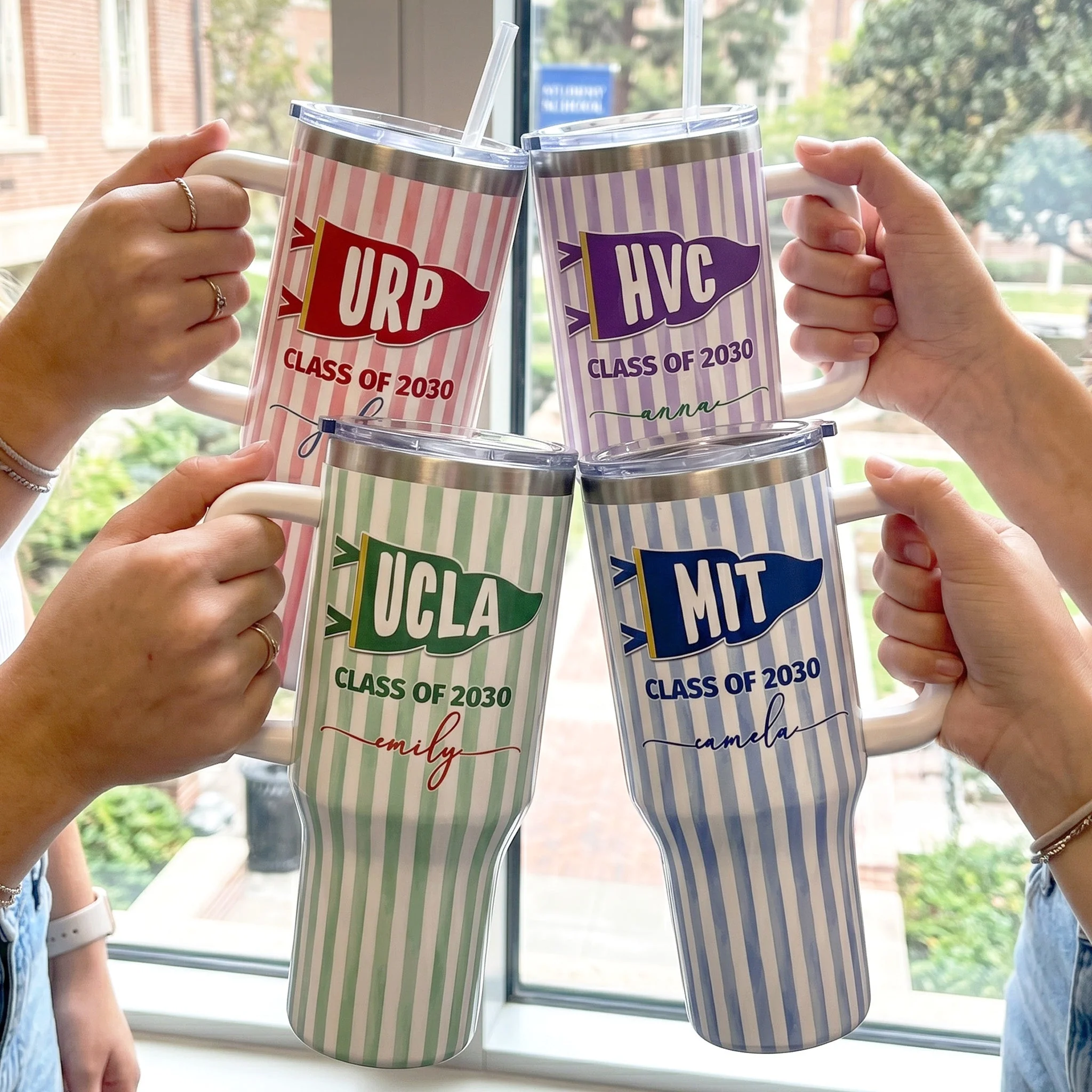 Custom School Pennant Flag Graduation - Personalized Tumbler - Gift For Students, Graduates