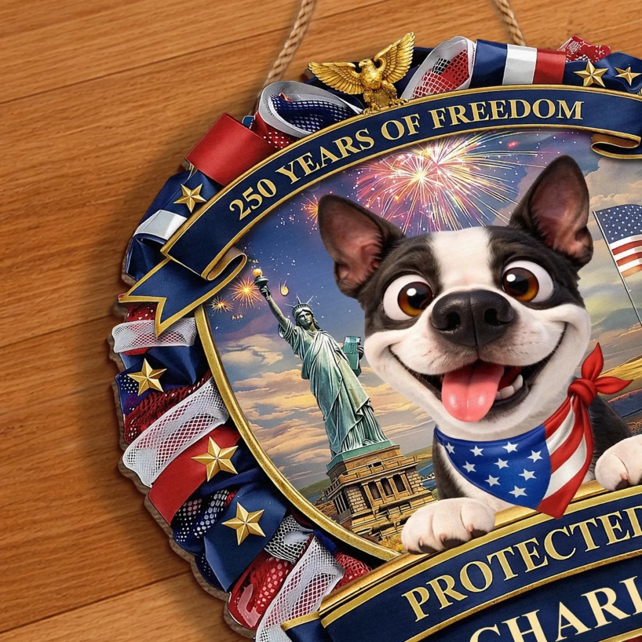 Custom Wood Sign - Personalized America 250th Anniversary Gifts For Dog Lovers, Dog Dad And Mom - Spoiled Dogs Live Here Always - Image 6