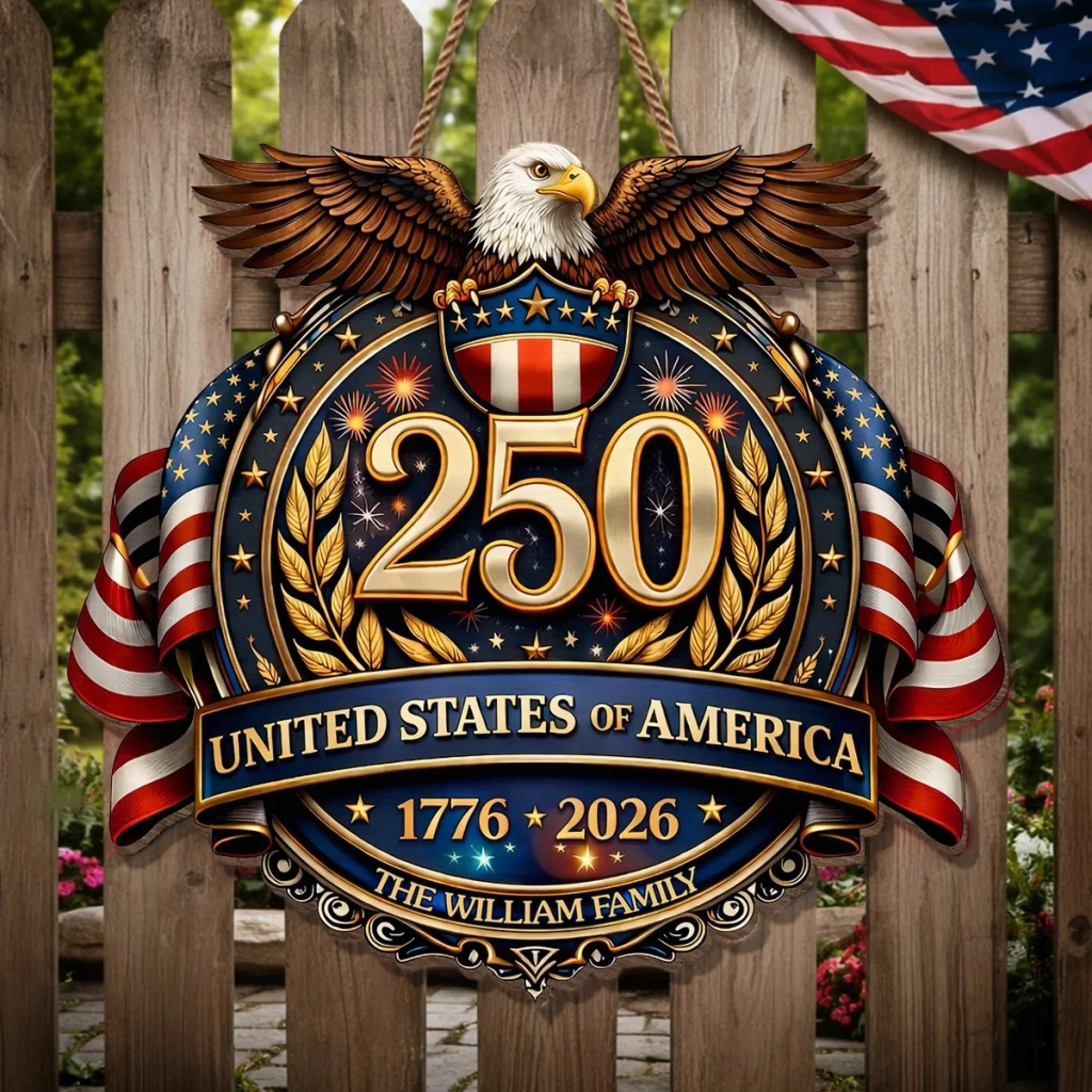 Custom Wood Sign - Personalized America 250th Anniversary Gifts For Mom, Dad, Brother, Sister, Kids - American Pride Always - Image 3