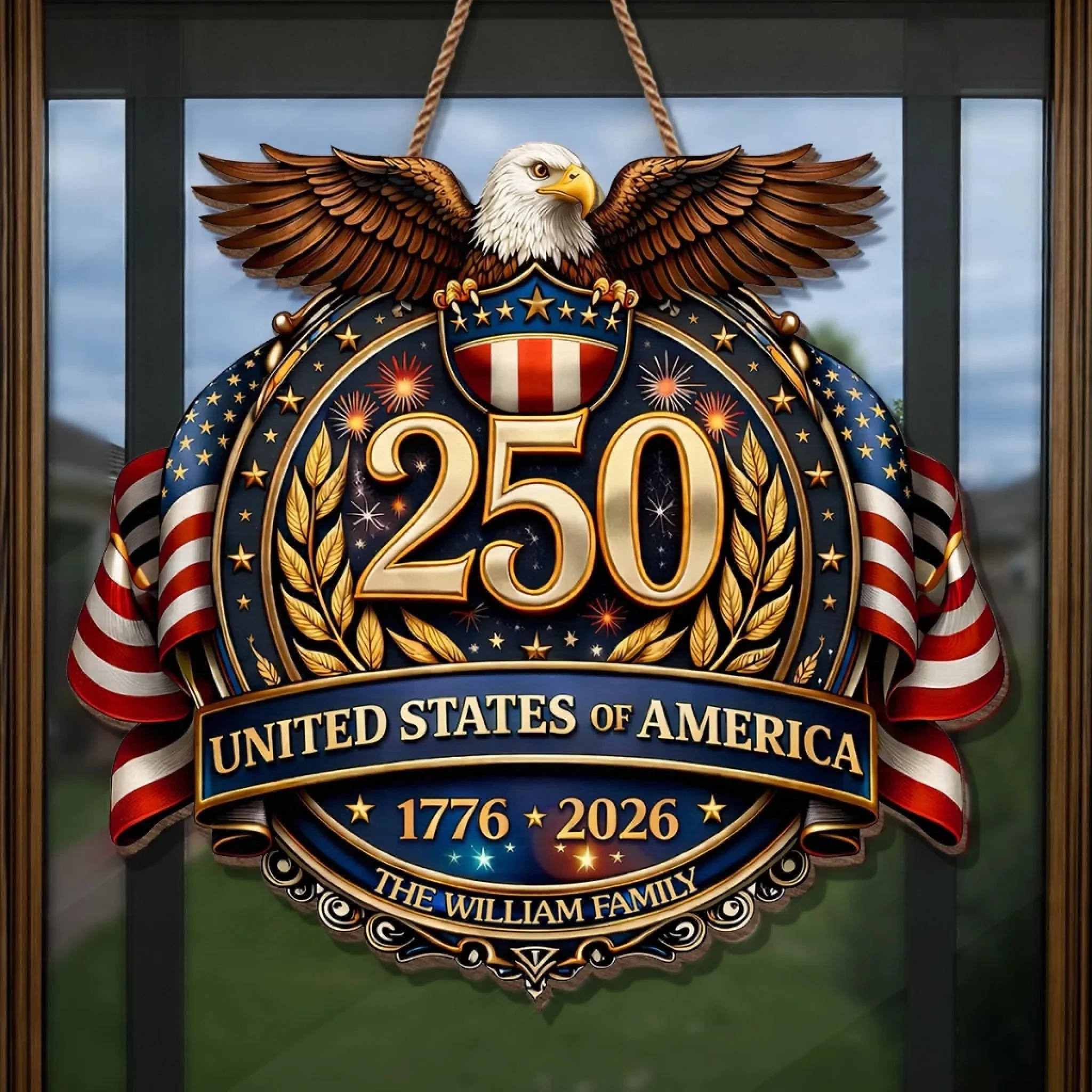 Custom Wood Sign - Personalized America 250th Anniversary Gifts For Mom, Dad, Brother, Sister, Kids - American Pride Always - Image 4