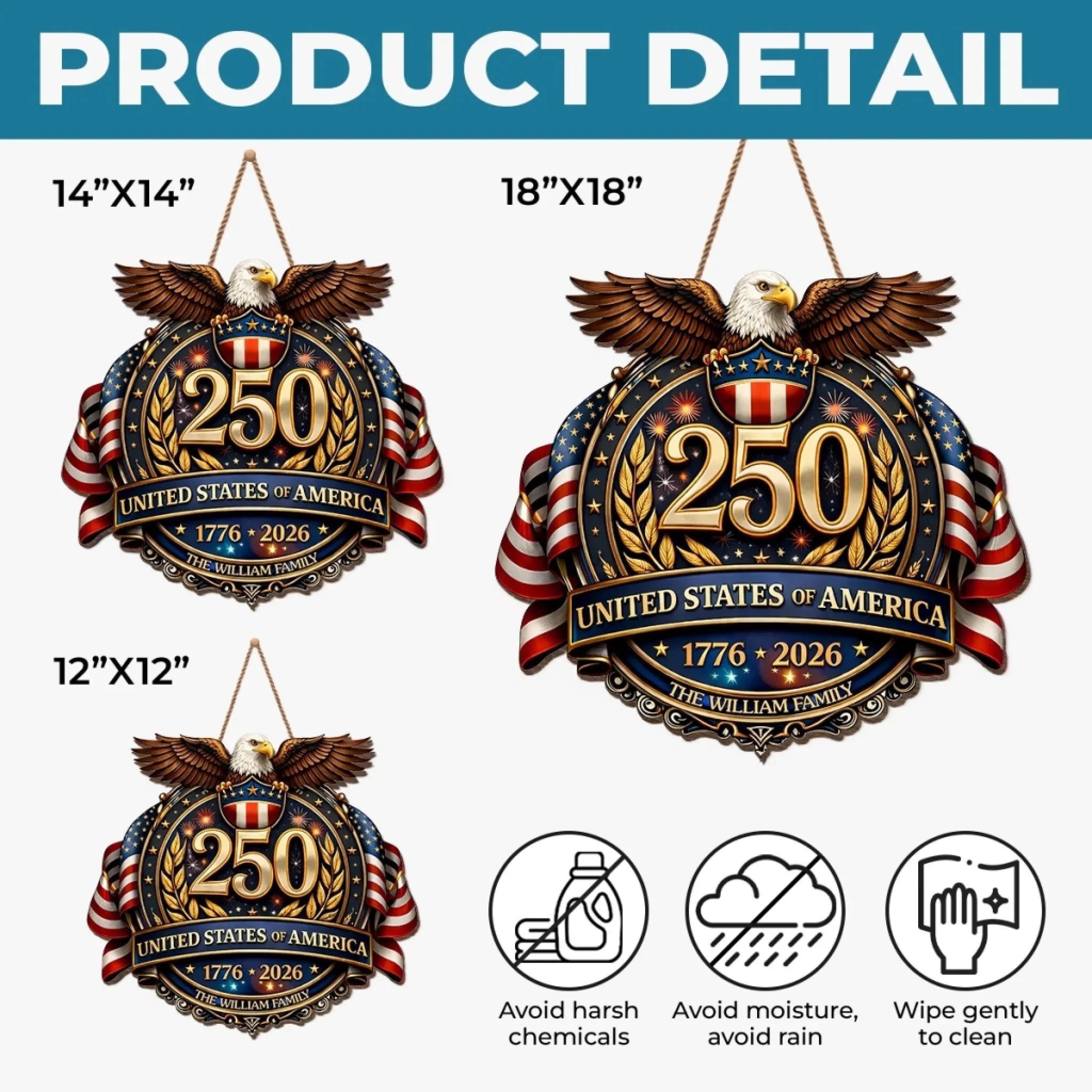 Custom Wood Sign - Personalized America 250th Anniversary Gifts For Mom, Dad, Brother, Sister, Kids - American Pride Always - Image 6