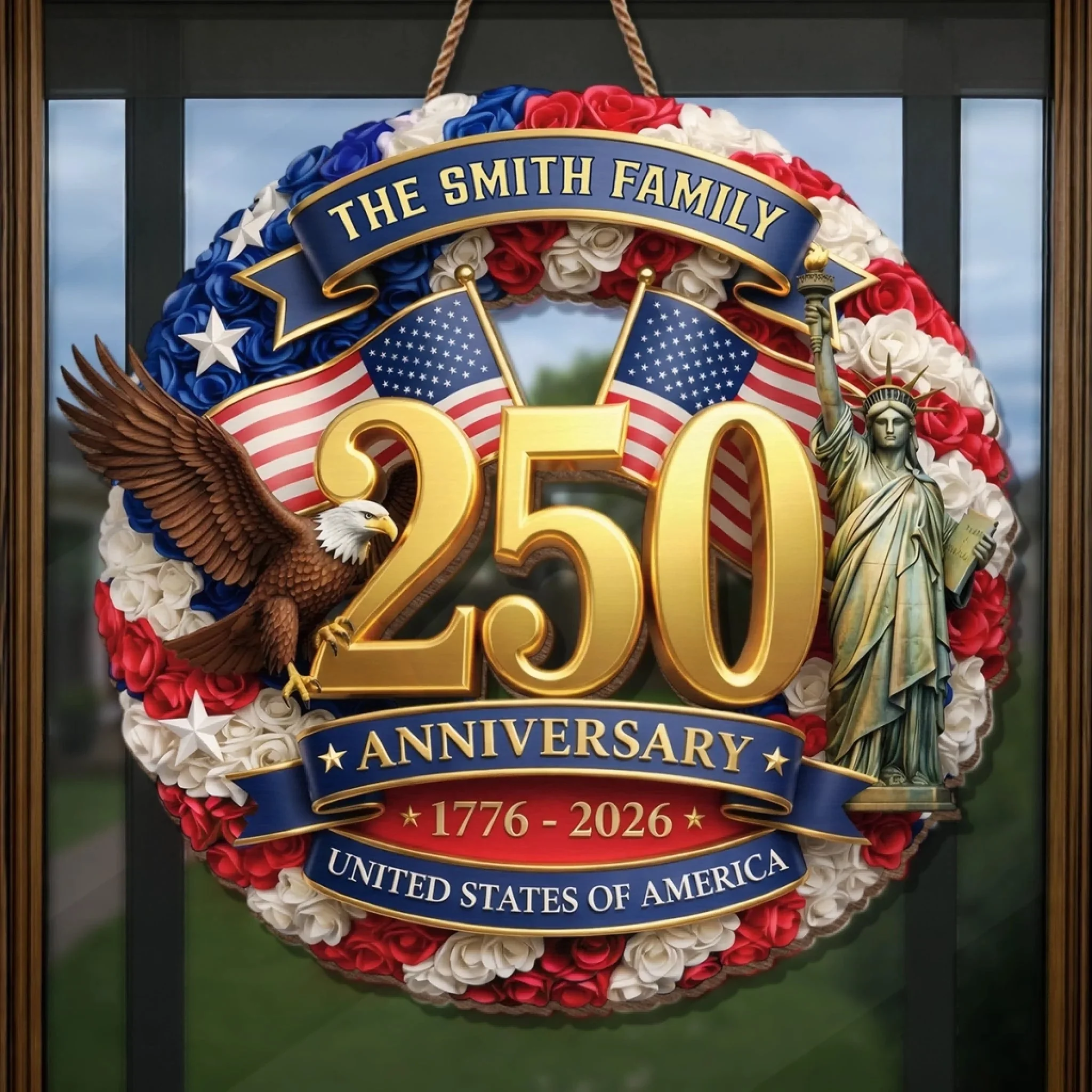 Custom Wood Sign - Personalized America 250th Anniversary Gifts For Mom, Dad, Brother, Sister, Kids - Built On Courage And Hope - Image 4