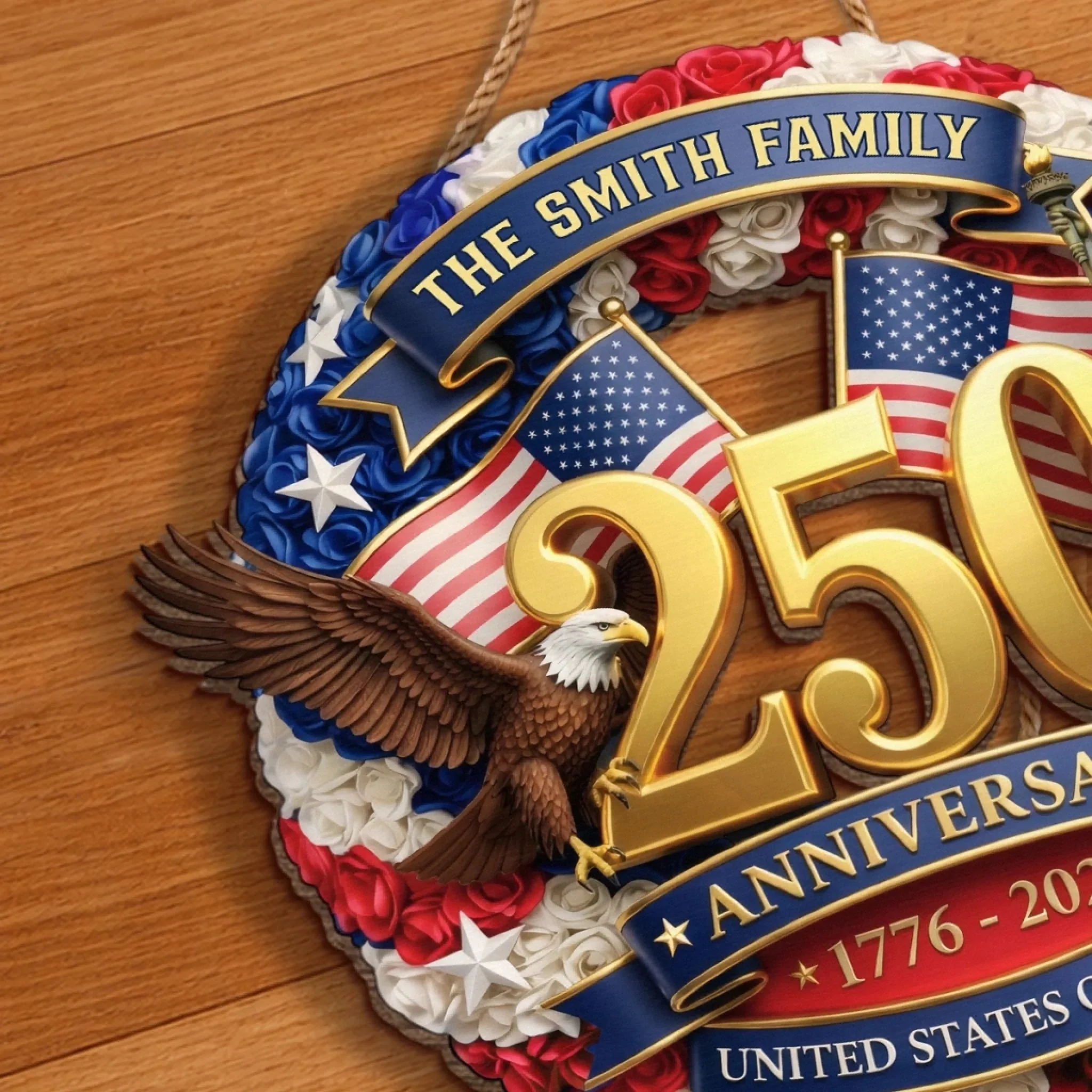 Custom Wood Sign - Personalized America 250th Anniversary Gifts For Mom, Dad, Brother, Sister, Kids - Built On Courage And Hope - Image 5