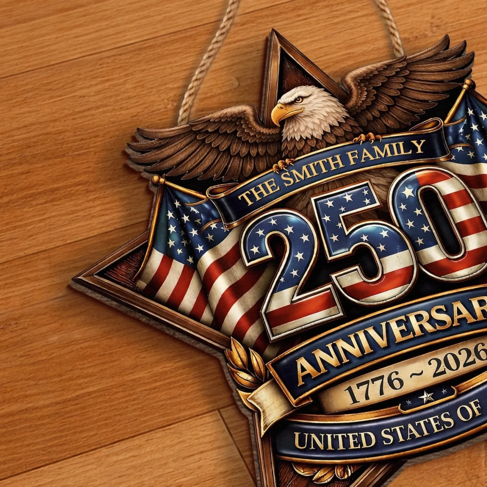 Custom Wood Sign - Personalized America 250th Anniversary Gifts For Mom, Dad, Brother, Sister, Kids - Built On Hope And Courage - Image 5