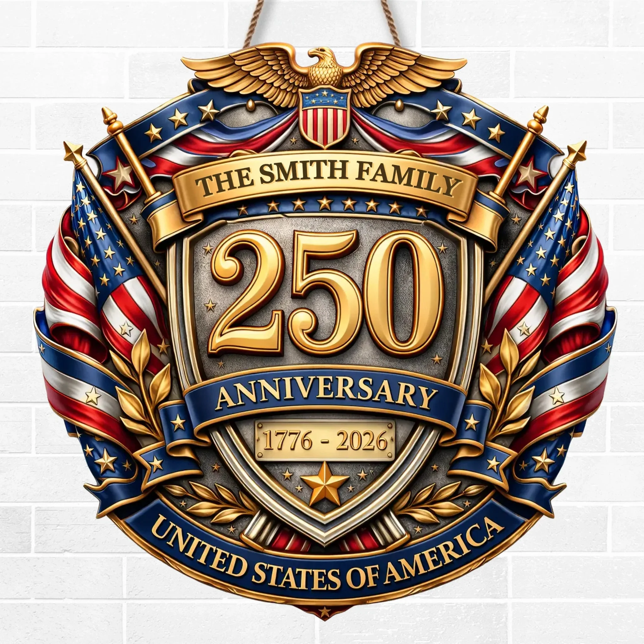 Custom Wood Sign - Personalized America 250th Anniversary Gifts For Mom, Dad, Brother, Sister, Kids - Courage Built Our Legacy - Image 2