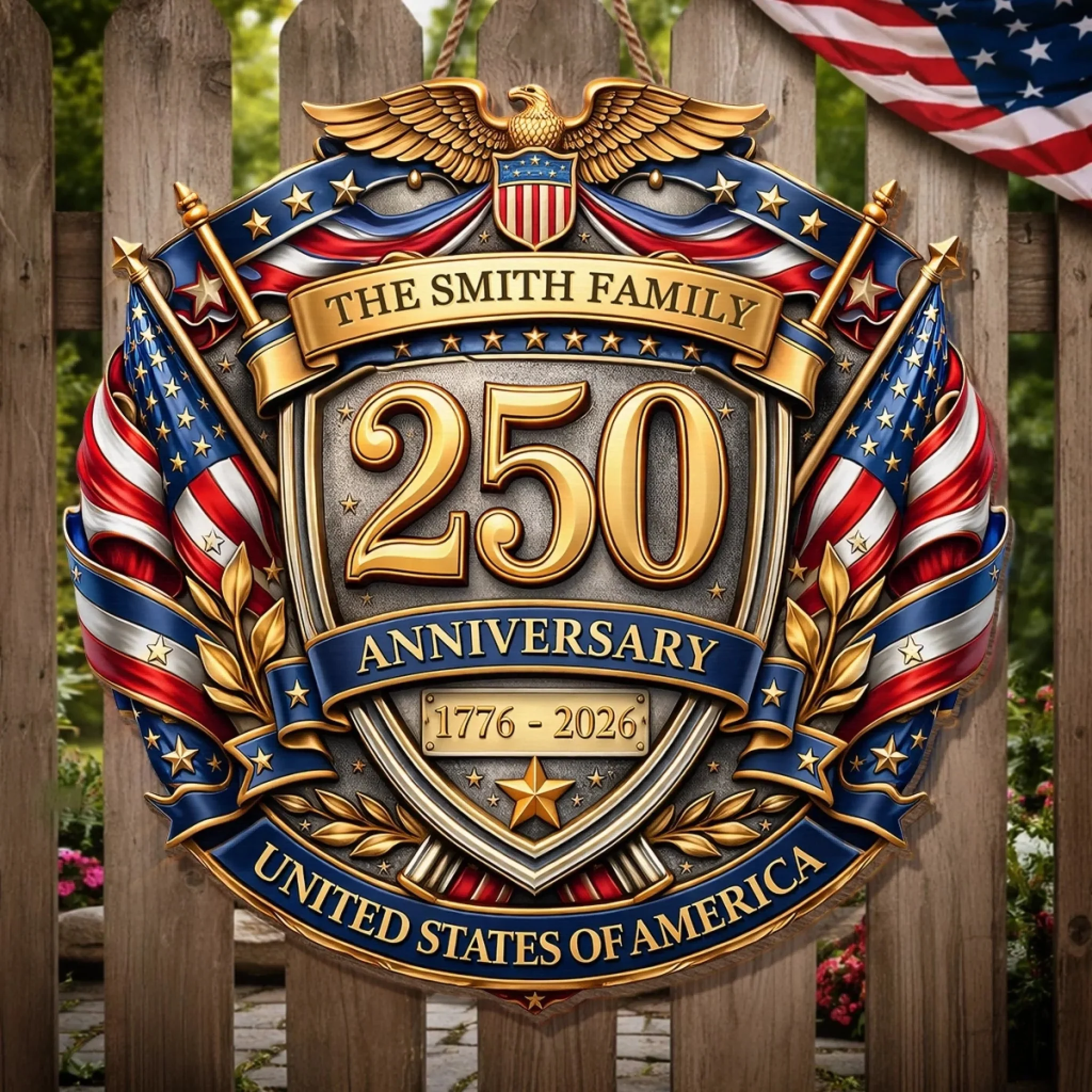 Custom Wood Sign - Personalized America 250th Anniversary Gifts For Mom, Dad, Brother, Sister, Kids - Courage Built Our Legacy - Image 3