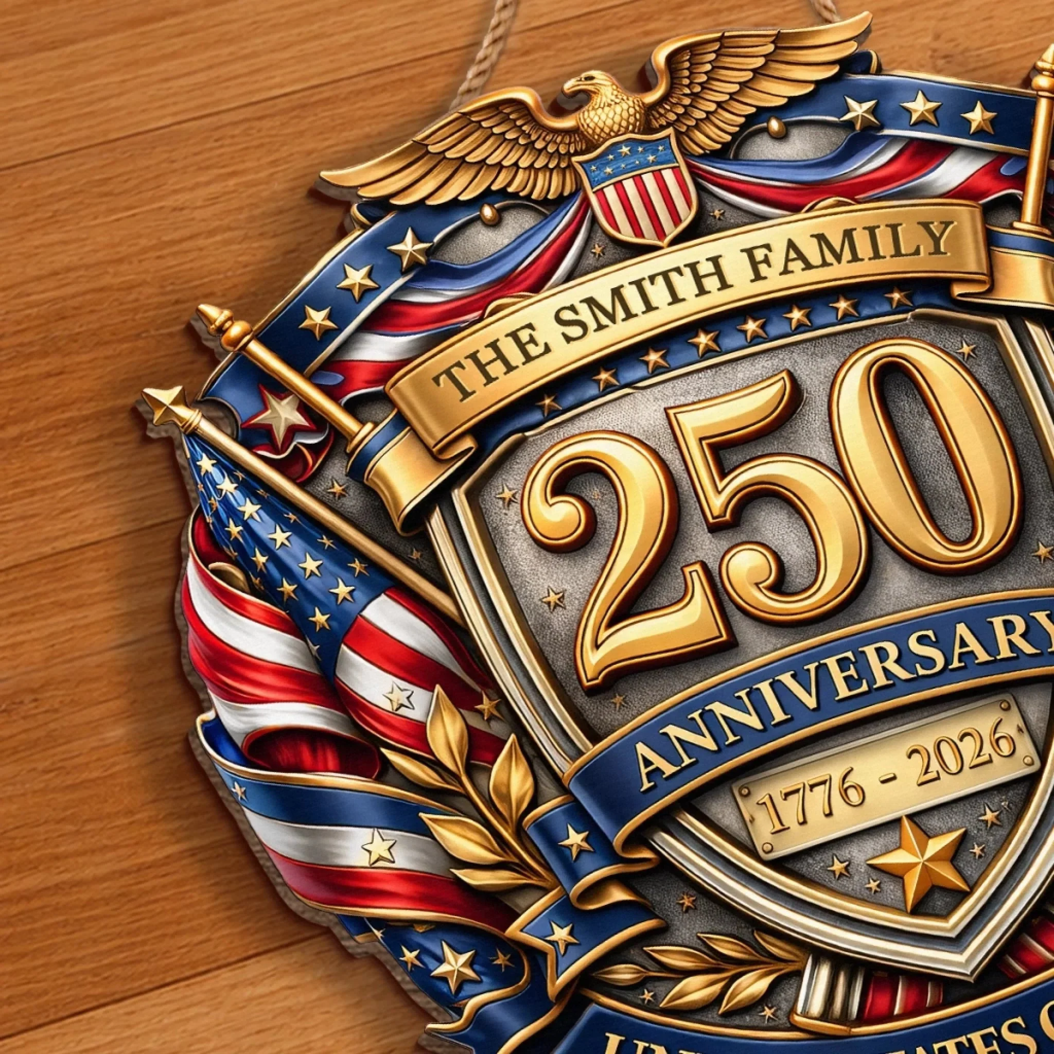 Custom Wood Sign - Personalized America 250th Anniversary Gifts For Mom, Dad, Brother, Sister, Kids - Courage Built Our Legacy - Image 5